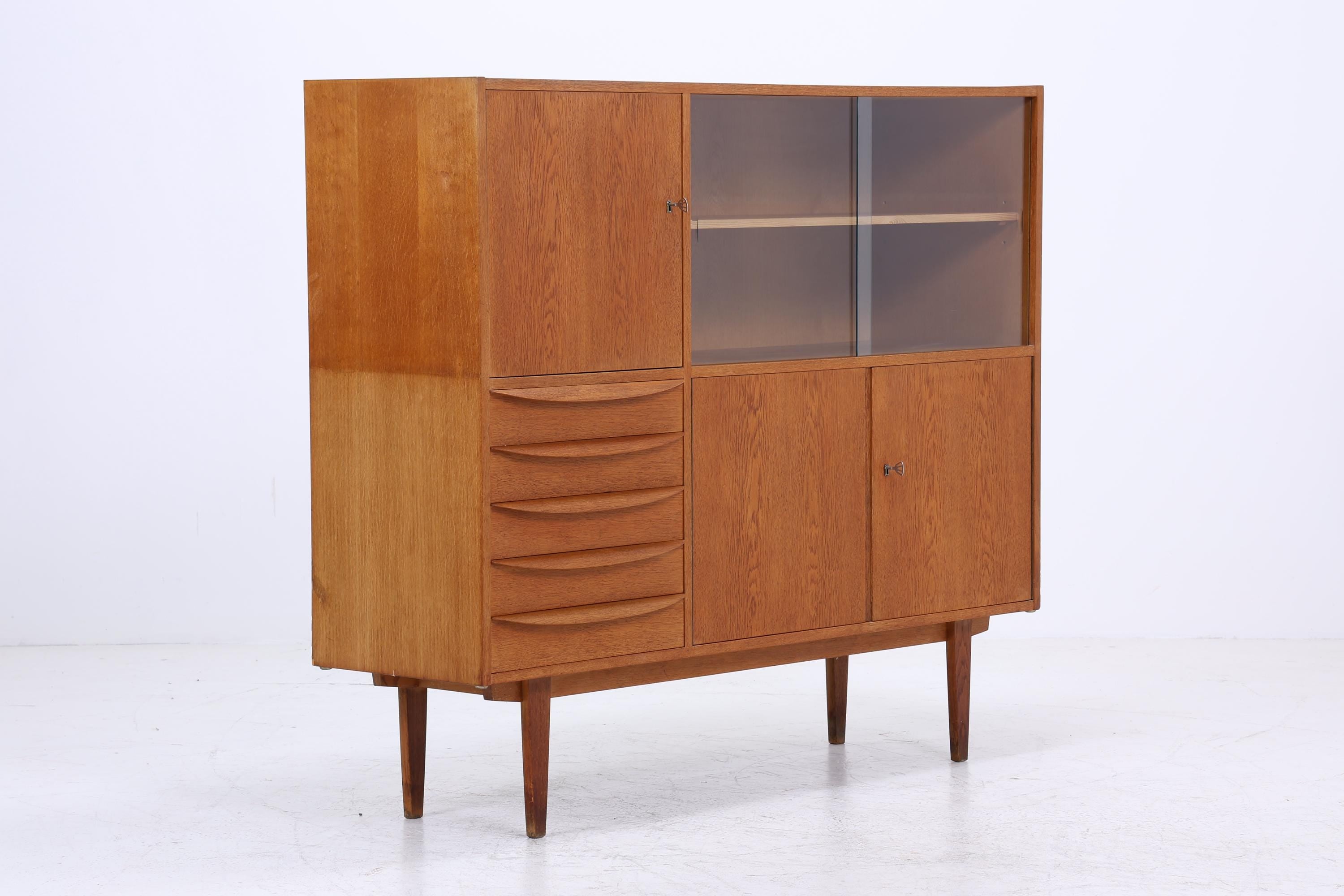 Hellerau Vintage Vitrineaus Eiche | Mid Century Highboard Serie 602 Franz Ehrlich Schrankwand Schrank Aufbewahrung