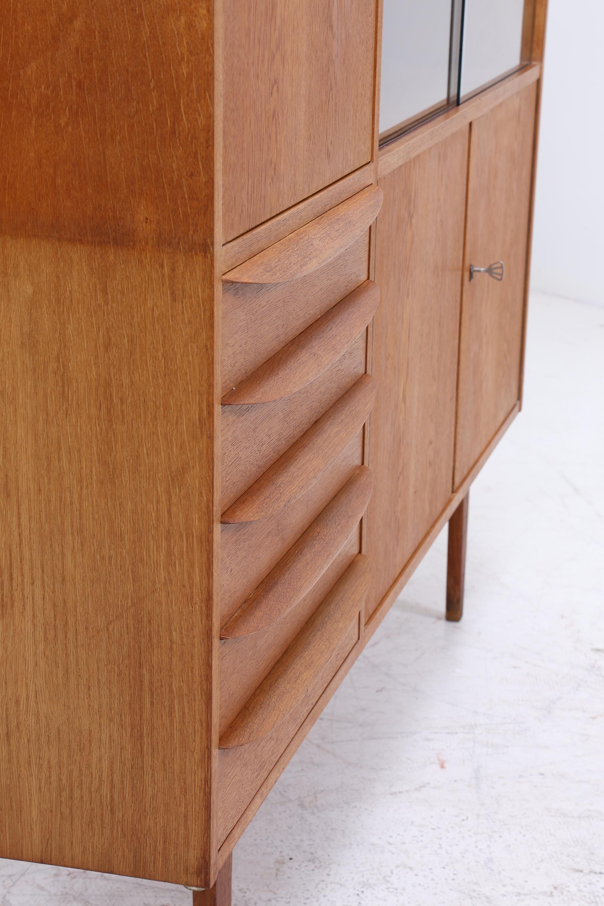 Hellerau Vintage Vitrineaus Eiche | Mid Century Highboard Serie 602 Franz Ehrlich Schrankwand Schrank Aufbewahrung