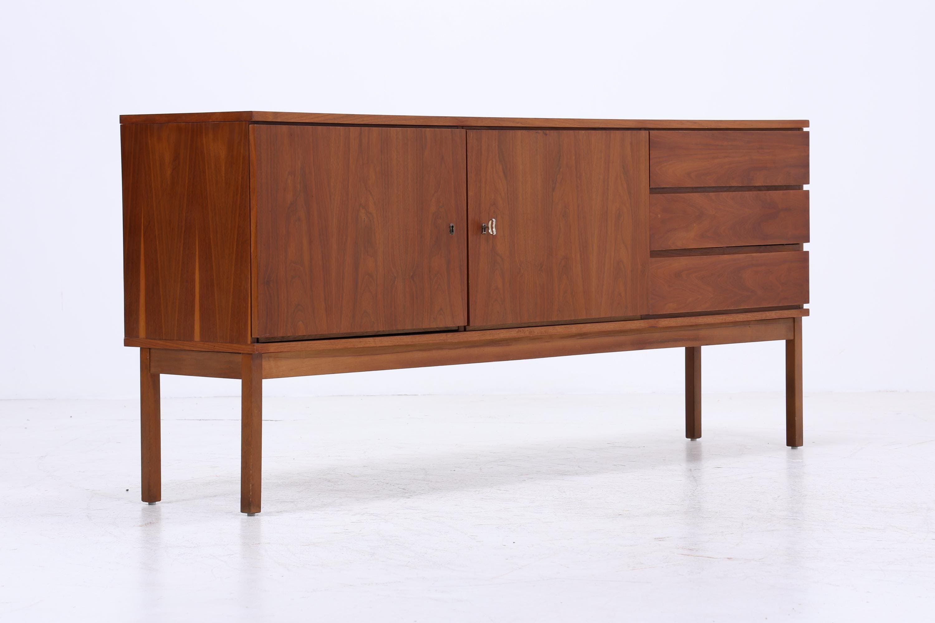 Vintage Sideboard 60er Jahre | Mid Century TV Board mit Schubladen & Fächern Retro Holz Aufbewahrung