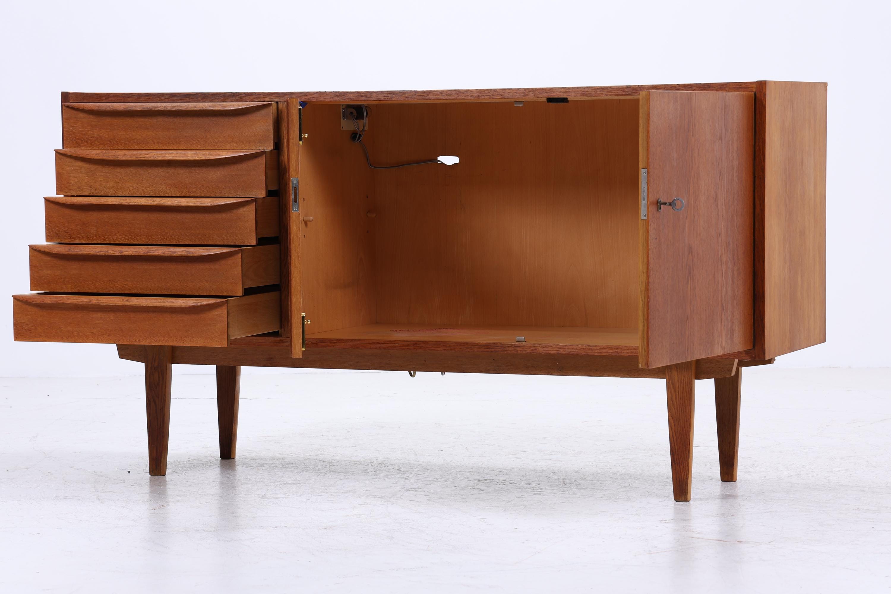 Hellerau 602 / K Sideboard 60er Jahre | Mid Century Schubladen Anrichte Eiche Schrank Franz Ehrlich Design Retro 70er