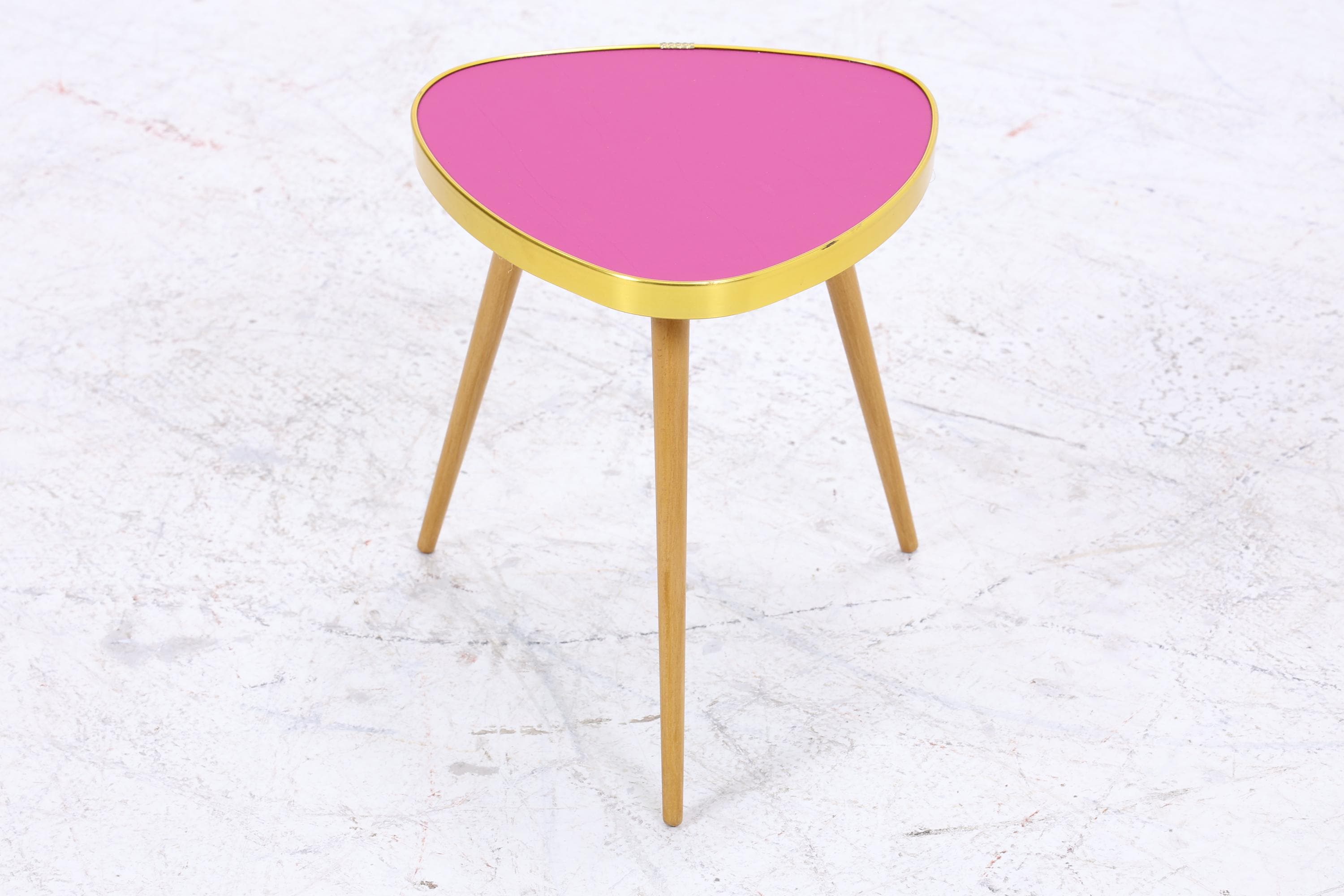 Vintage Blumentisch | Mid Century Nierentisch | Beistelltisch Pink 60er Jahre
