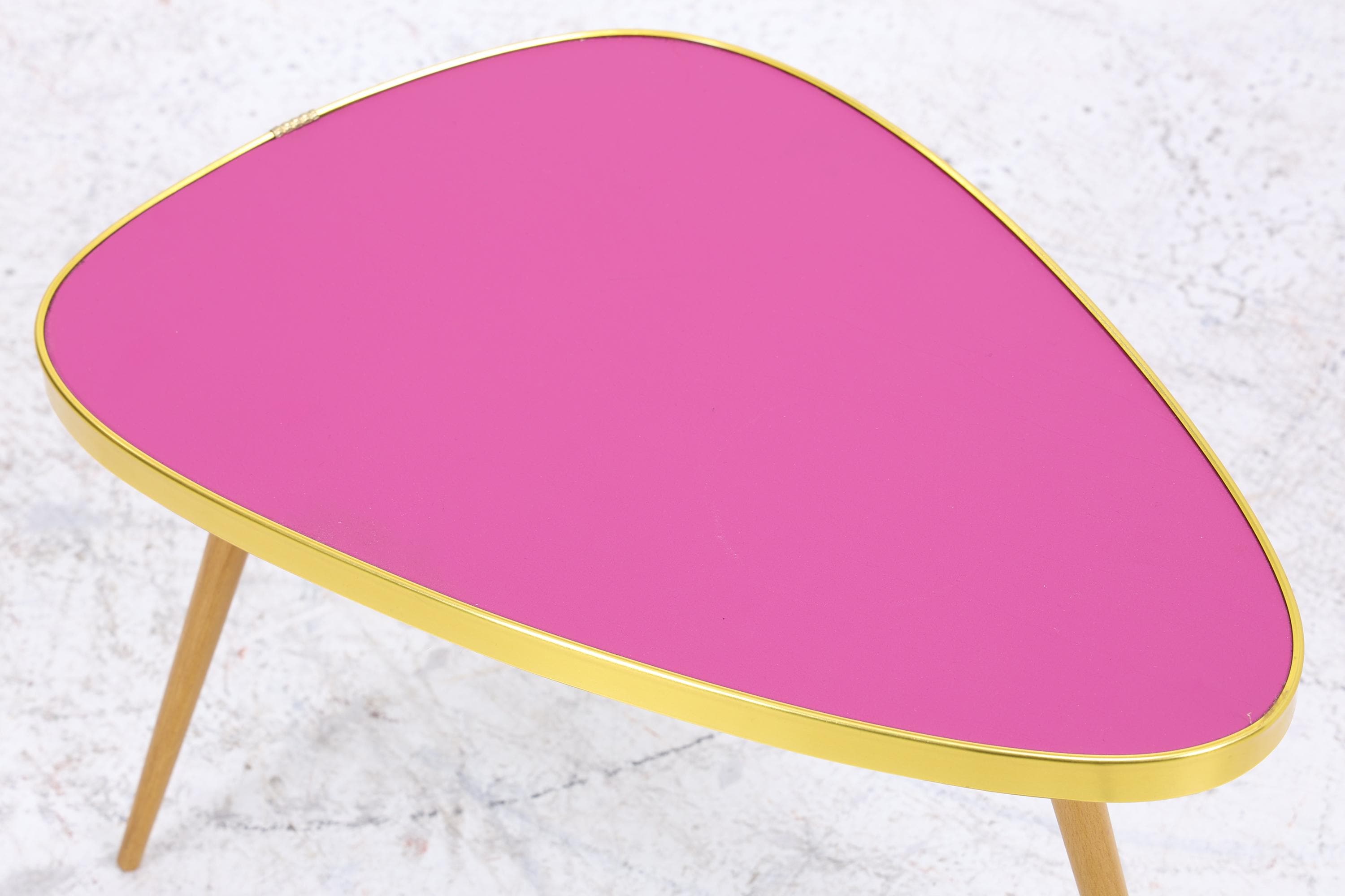 Vintage Blumentisch | Mid Century Nierentisch | Beistelltisch Pink 60er Jahre