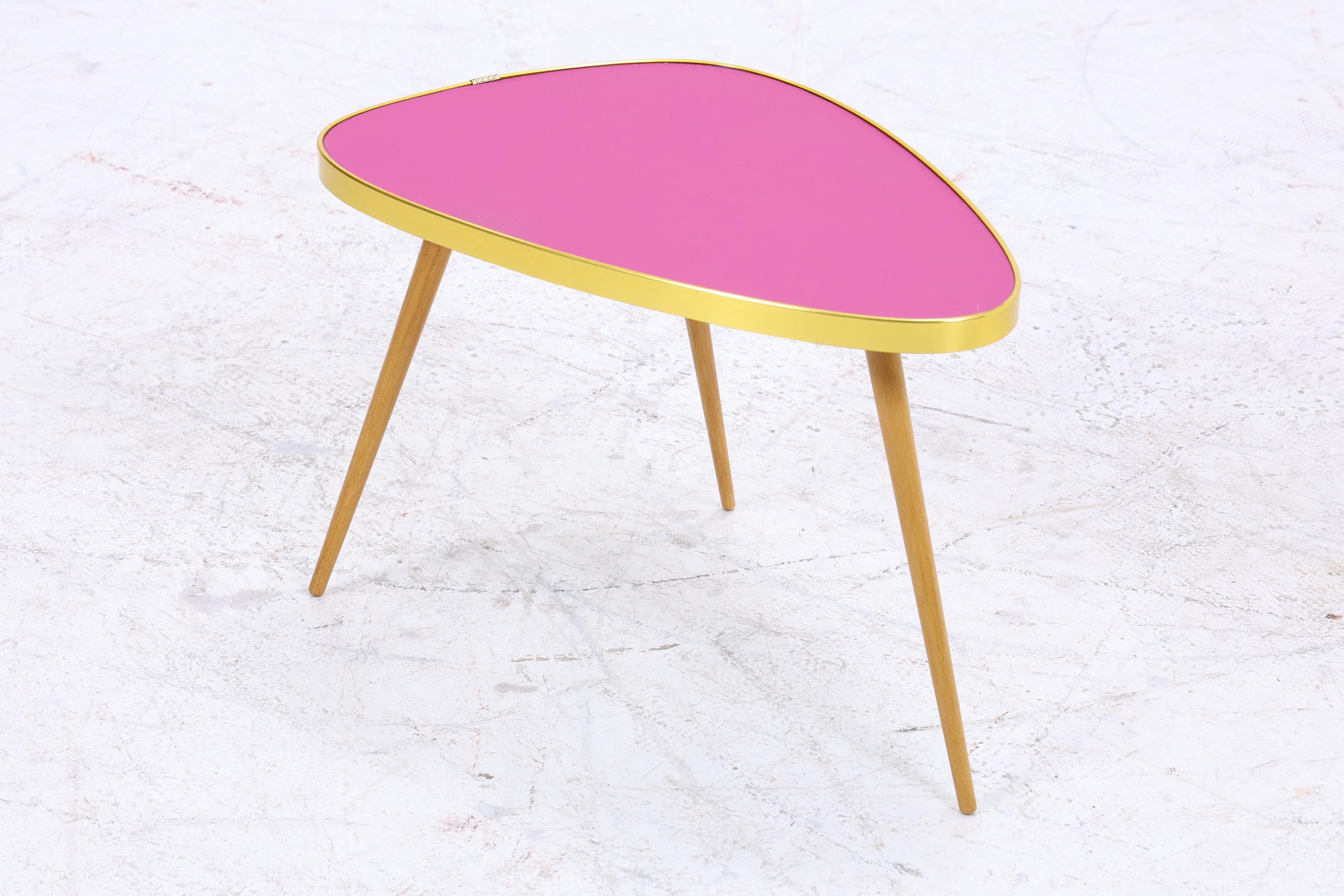 Vintage Blumentisch | Mid Century Nierentisch | Beistelltisch Pink 60er Jahre