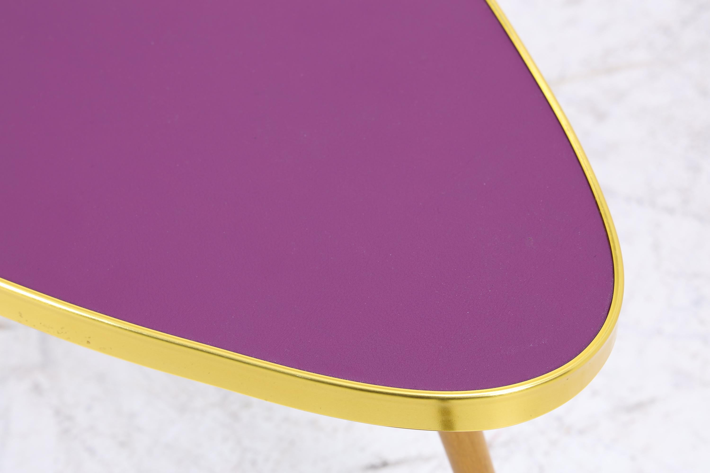 Vintage Blumentisch | Mid Century Nierentisch | Beistelltisch Lila 60er Jahre