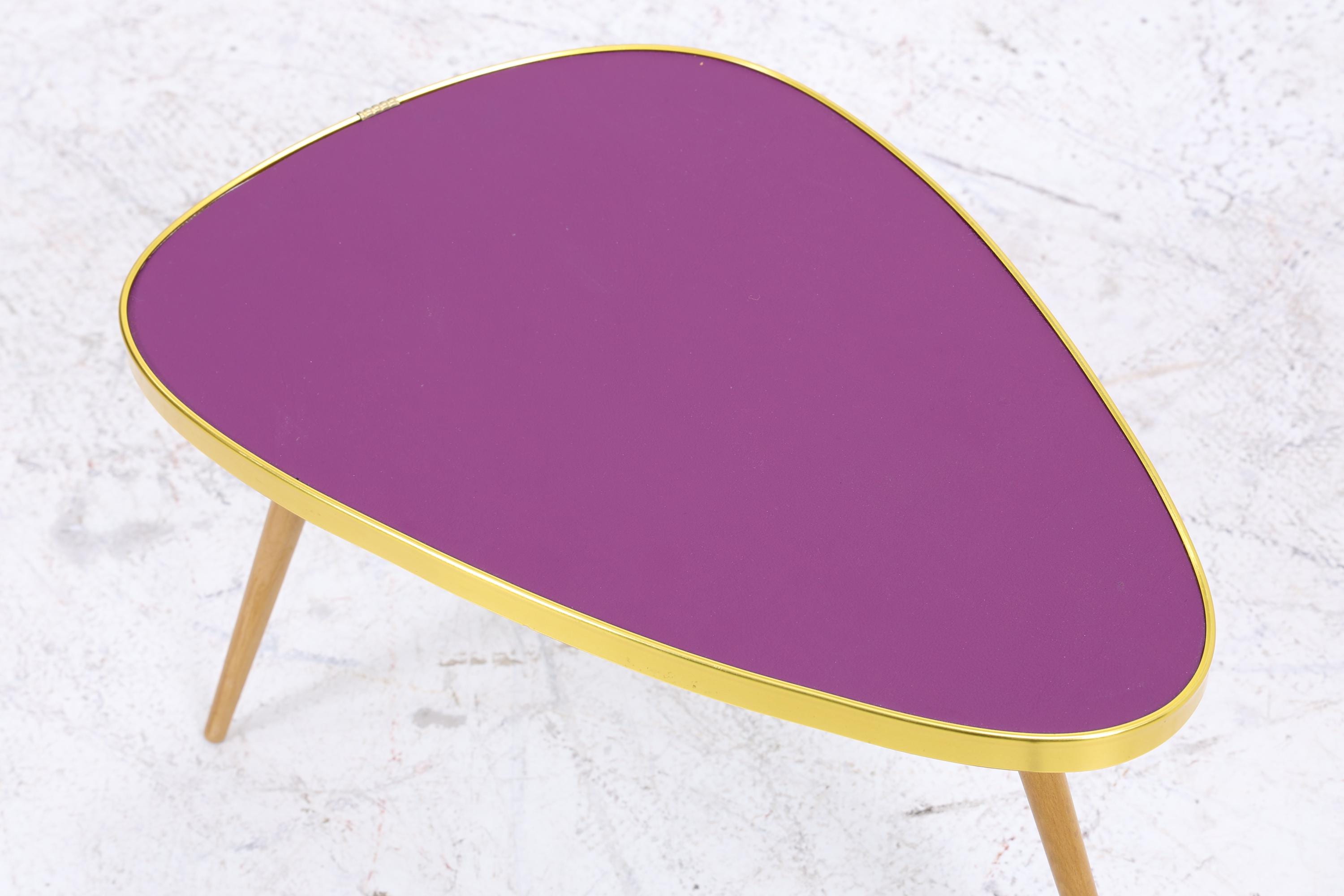 Vintage Blumentisch | Mid Century Nierentisch | Beistelltisch Lila 60er Jahre