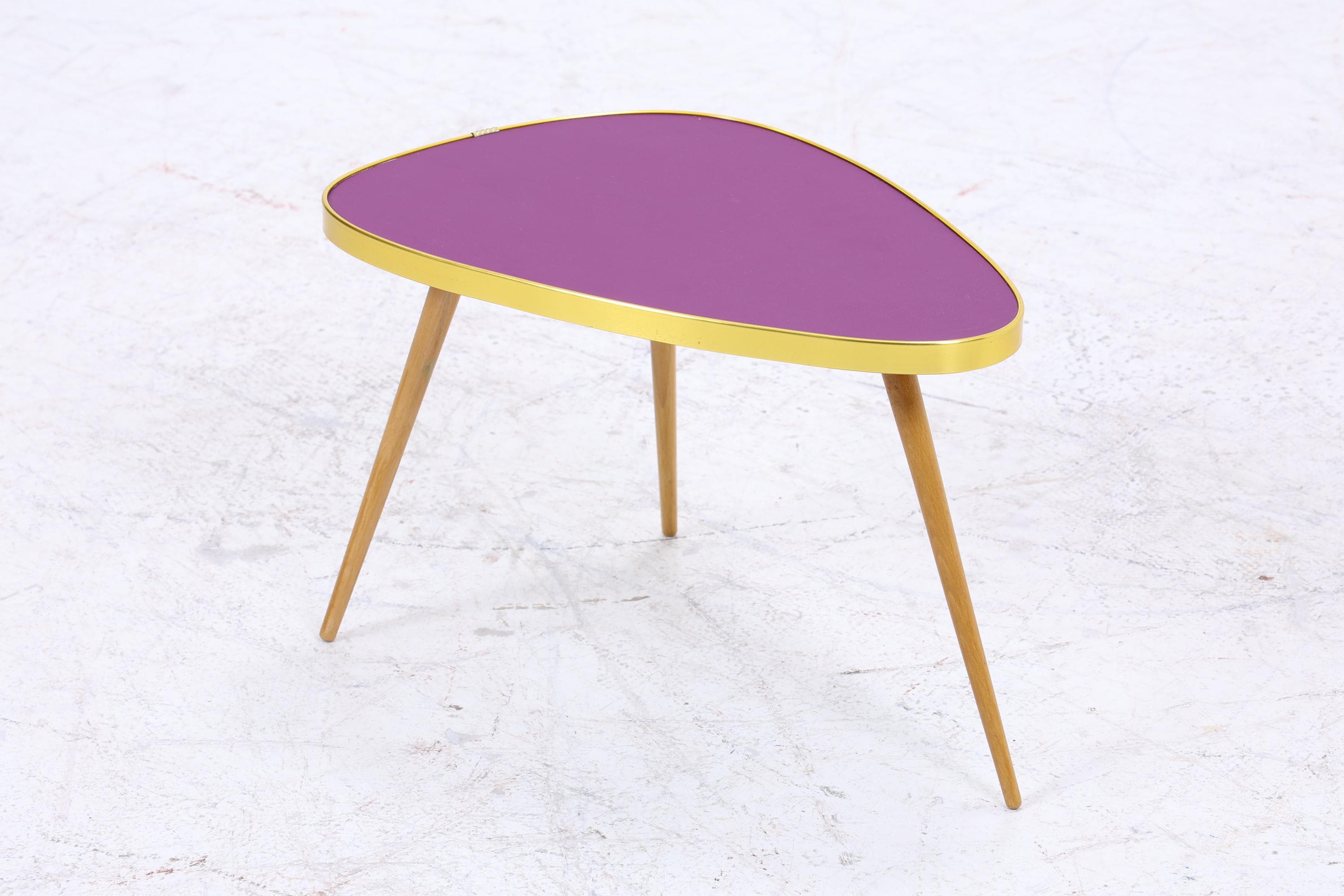 Vintage Blumentisch | Mid Century Nierentisch | Beistelltisch Lila 60er Jahre