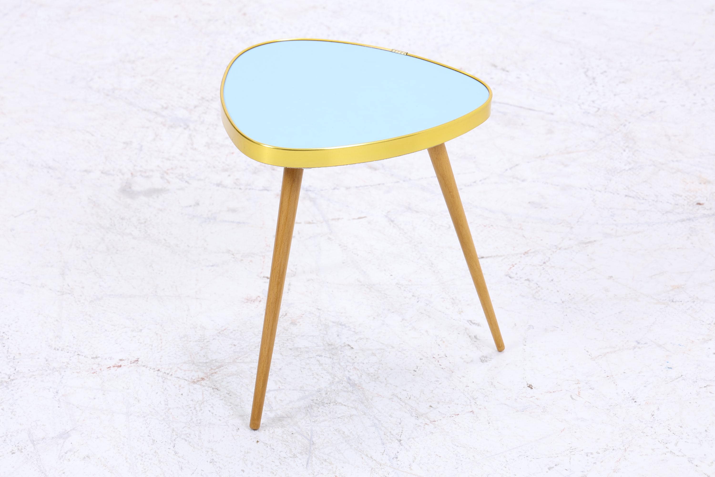 Vintage Blumentisch | Mid Century Nierentisch | Beistelltisch Blau 60er Jahre