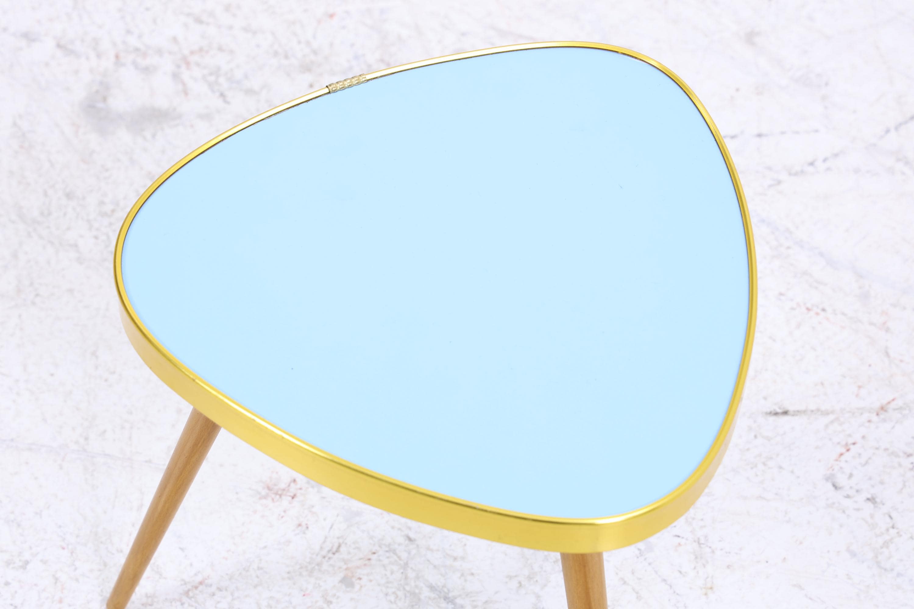 Vintage Blumentisch | Mid Century Nierentisch | Beistelltisch Blau 60er Jahre