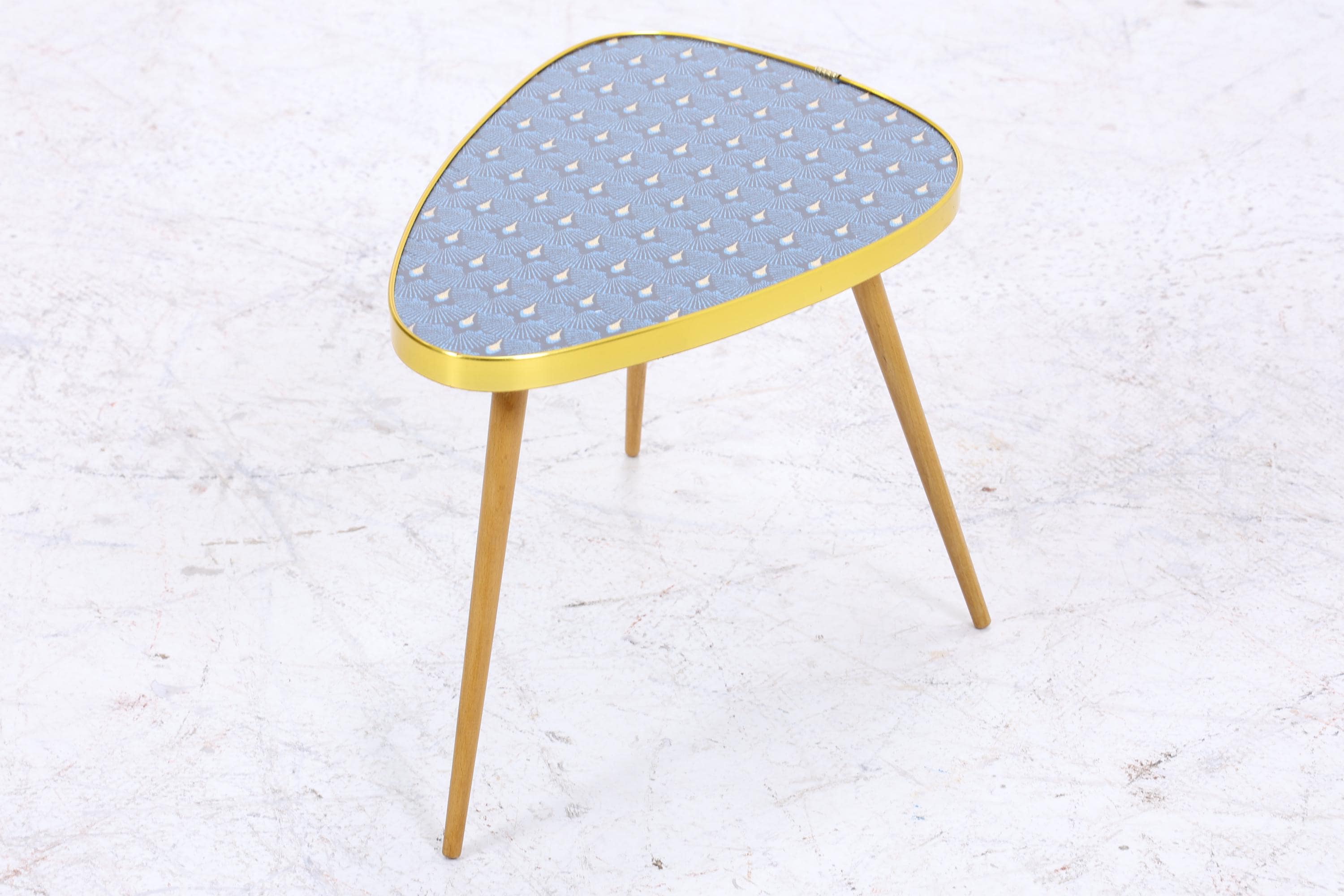 Vintage Blumentisch | Mid Century Nierentisch | Beistelltisch Pfauenmuster 60er Jahre