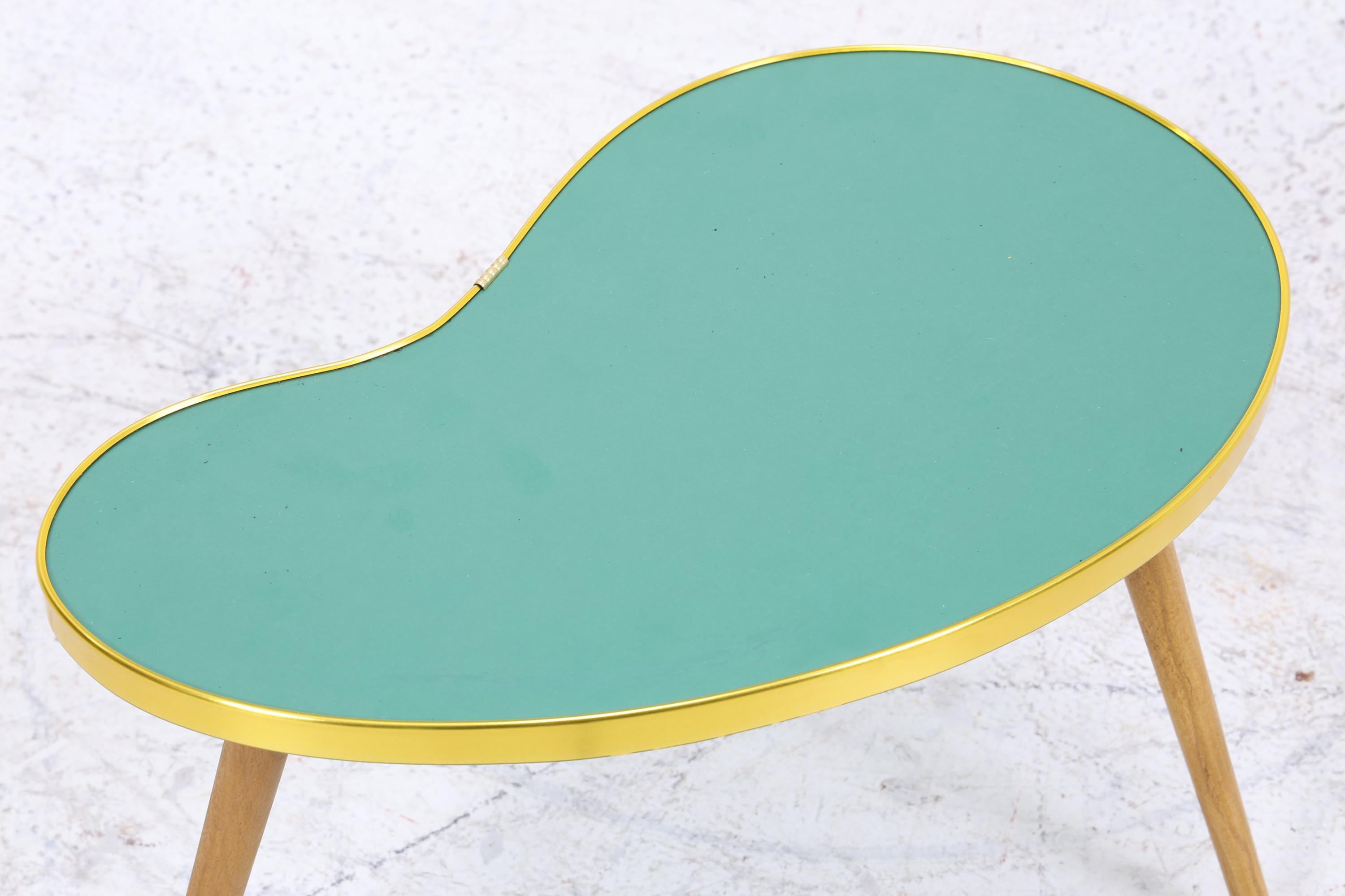 Vintage Nierentisch | Mid Century Blumentisch | Beistelltische Grün 60er Jahre