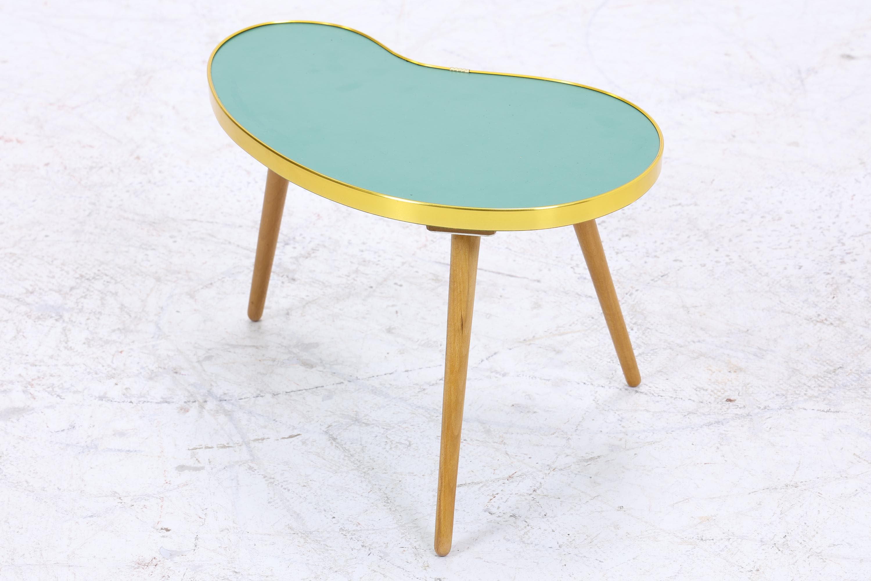 Vintage Nierentisch | Mid Century Blumentisch | Beistelltische Grün 60er Jahre
