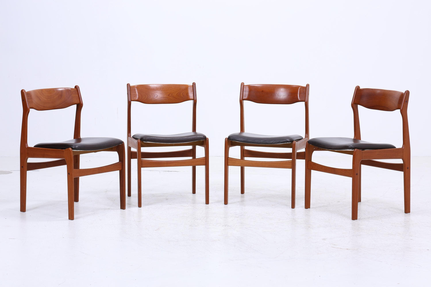 4er Set Teak Stühle von Erik Buch für Od Møbler | Mid Century Danish Design Leder Stuhl | Vintage Designer
