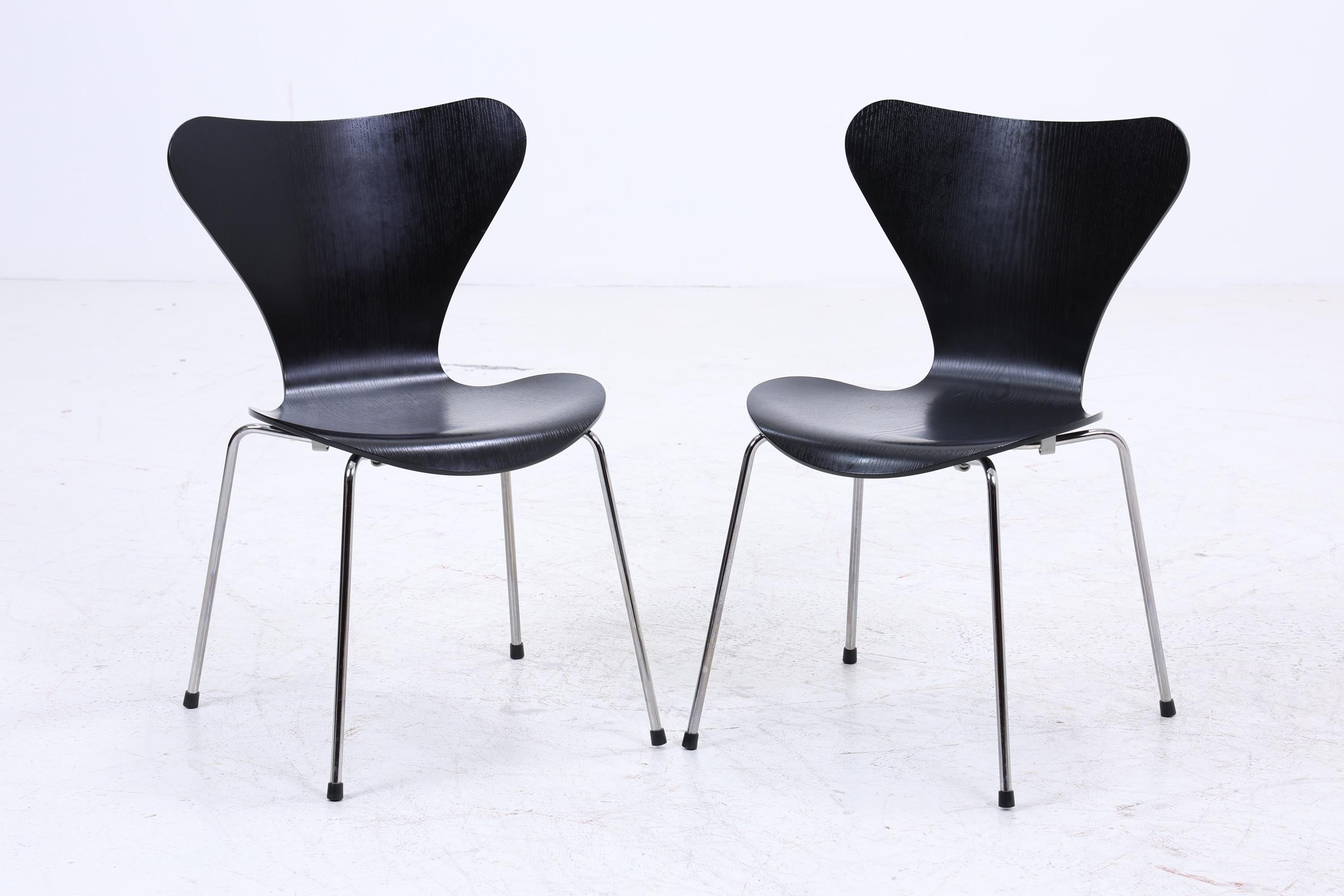2er Set Vintage Stühle von Fritz Hansen der Serie 7 aus 1995 | Mid Century Stil Küchen Stuhl Esszimmerstühle Retro Schwarz