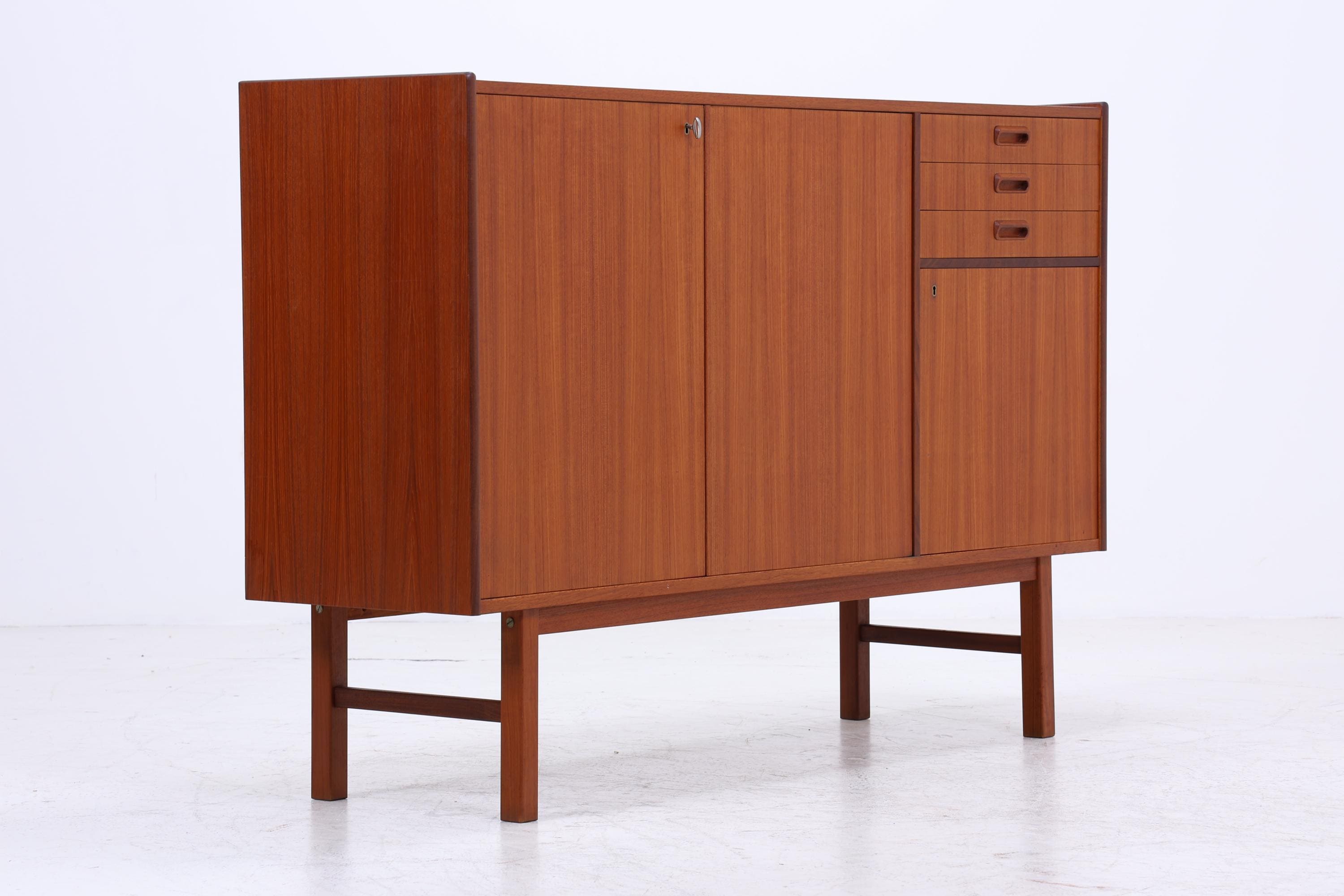 Vintage Teak Highboard 60er Jahre | Mid Century Sideboard Schubladen Schrank Holz Aufbewahrung