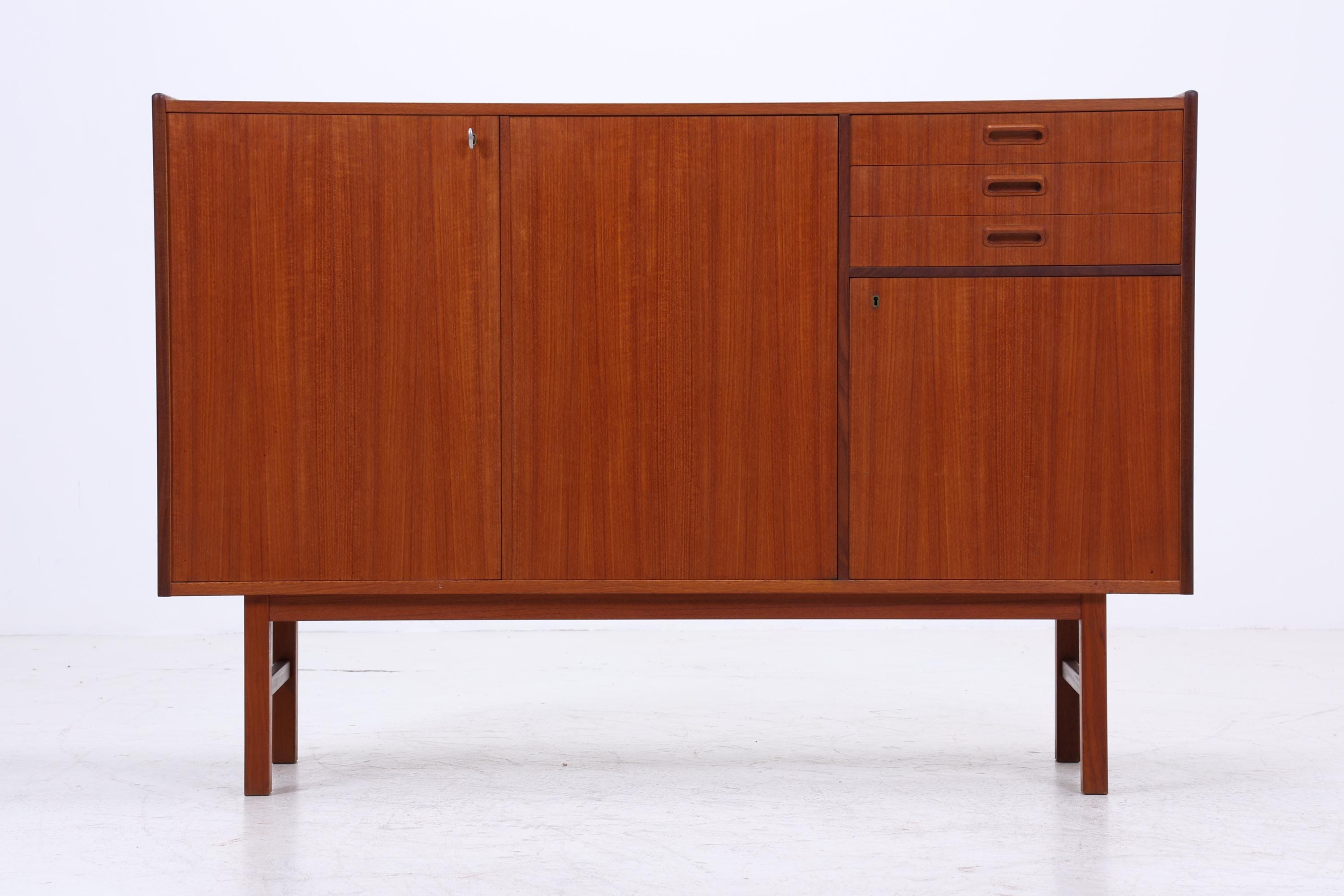 Vintage Teak Highboard 60er Jahre | Mid Century Sideboard Schubladen Schrank Holz Aufbewahrung