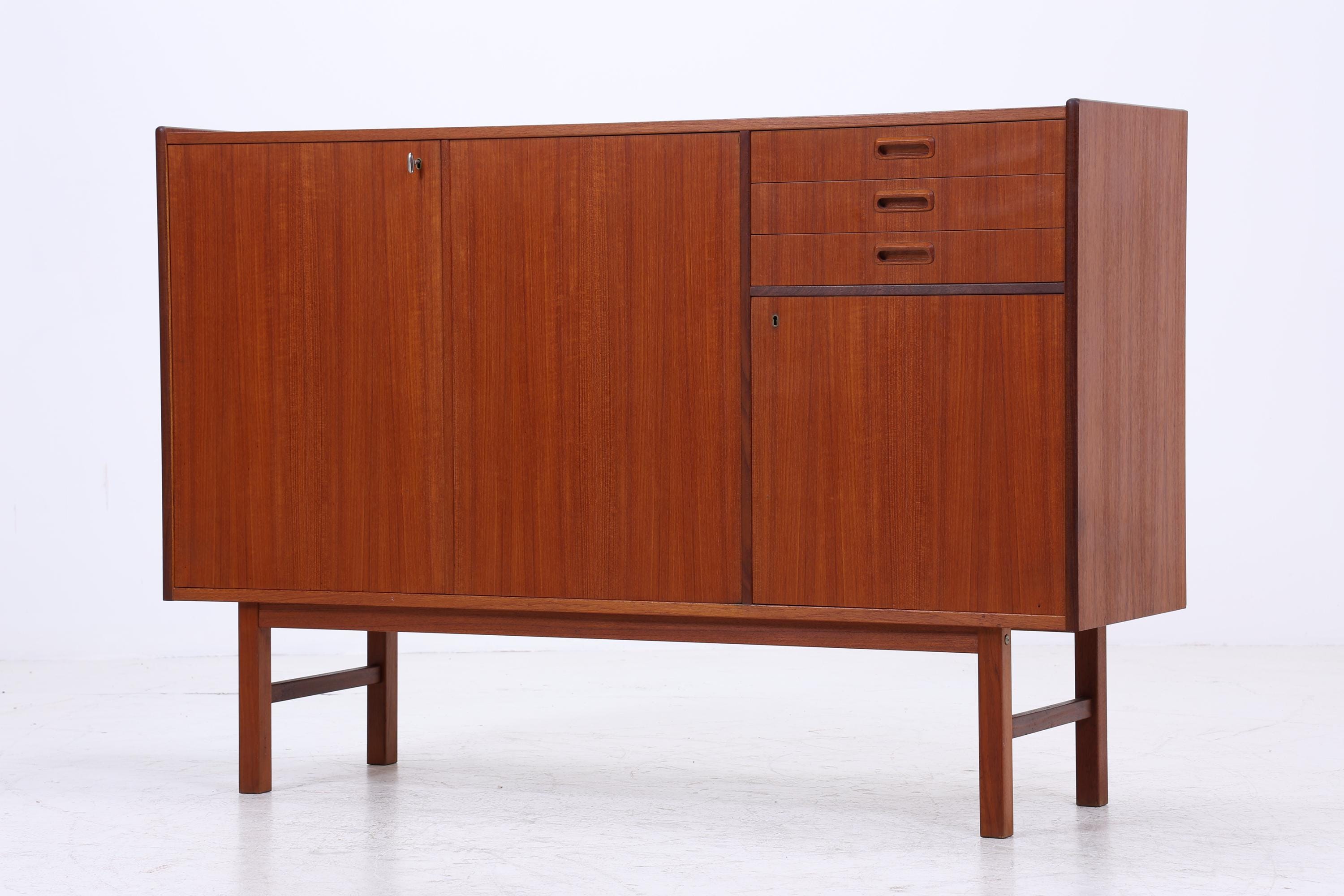 Vintage Teak Highboard 60er Jahre | Mid Century Sideboard Schubladen Schrank Holz Aufbewahrung