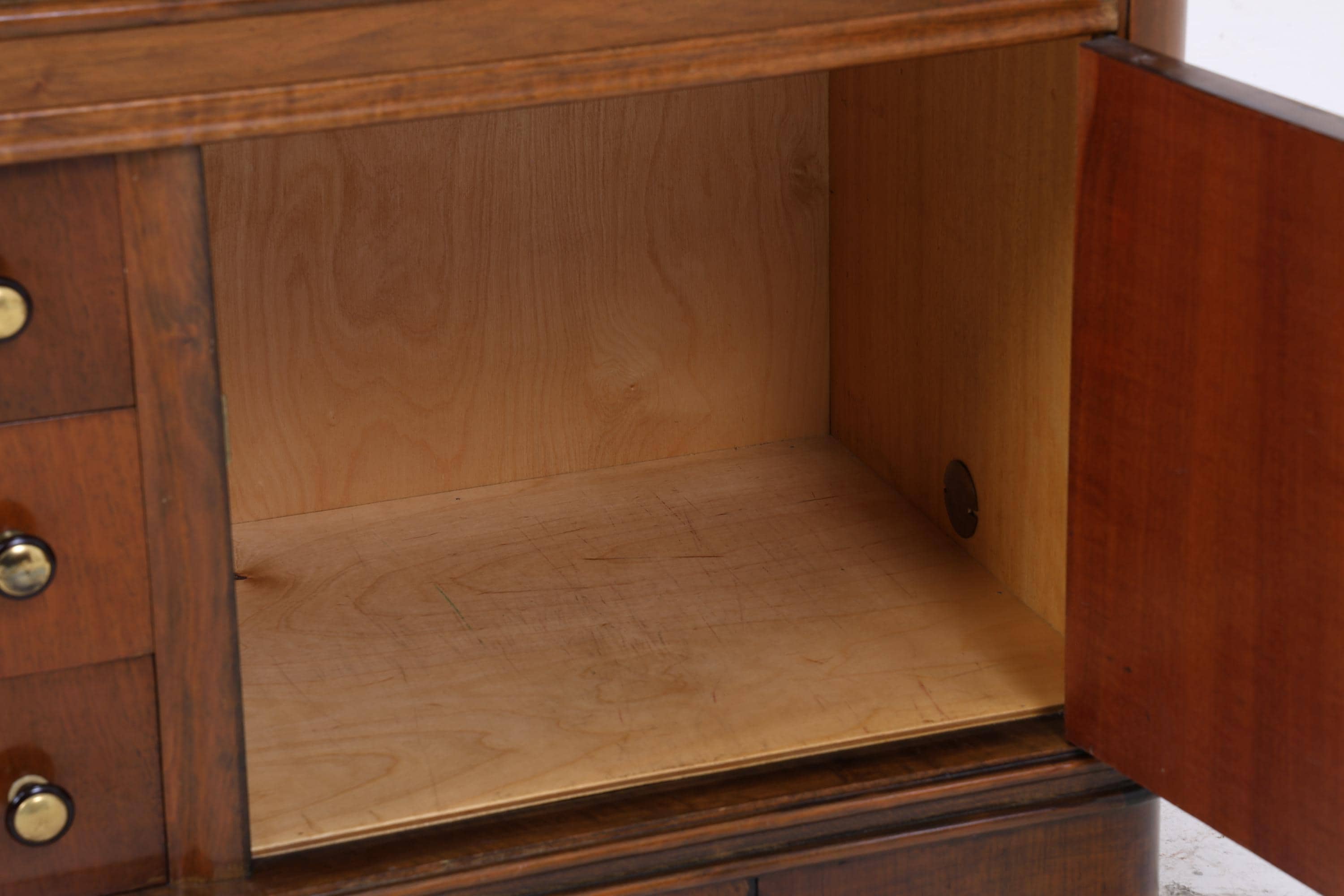 Vintage Kommode mit Glastüren | Antik Vitrine Flur Schrank | Holz Aufbewahrung