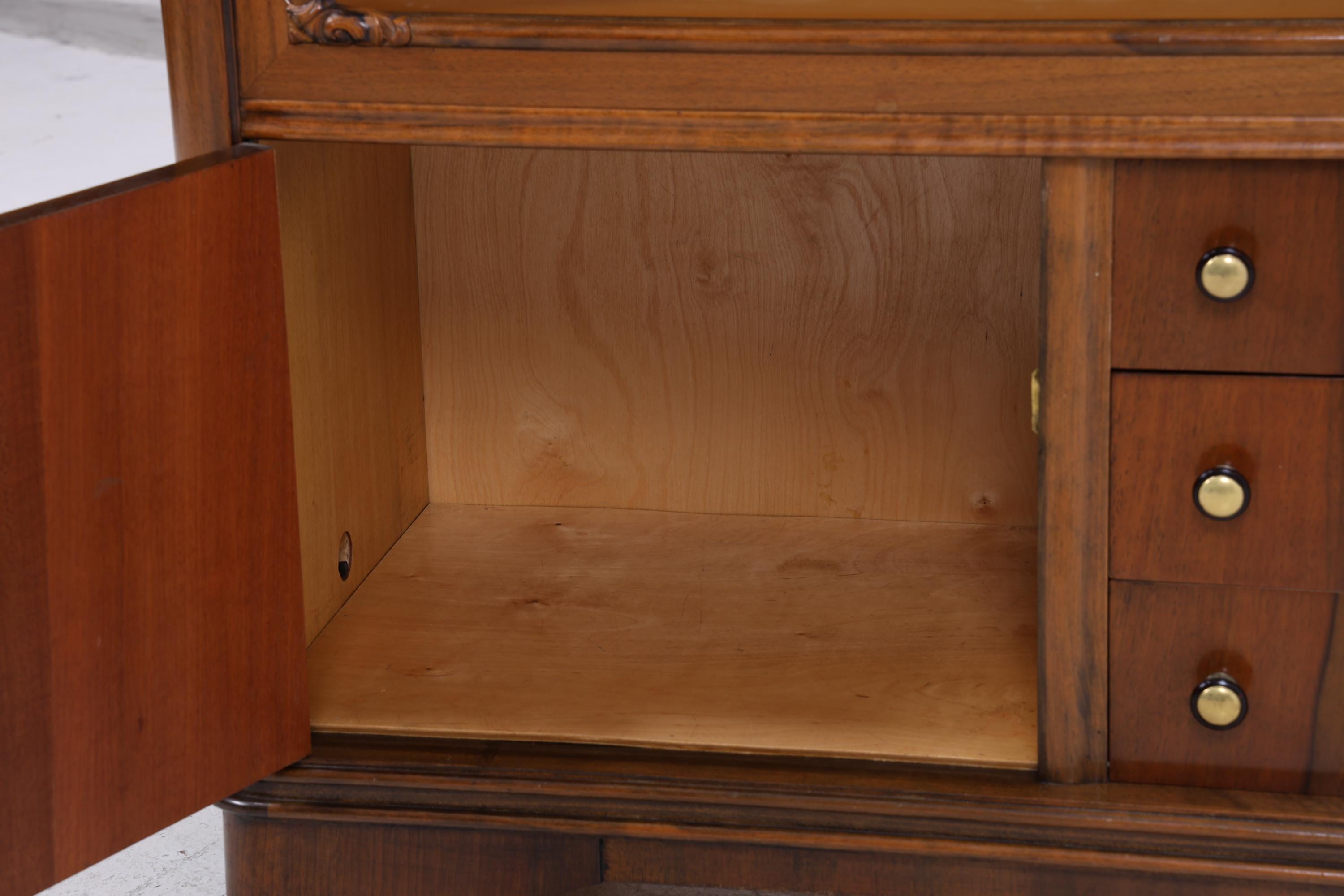 Vintage Kommode mit Glastüren | Antik Vitrine Flur Schrank | Holz Aufbewahrung