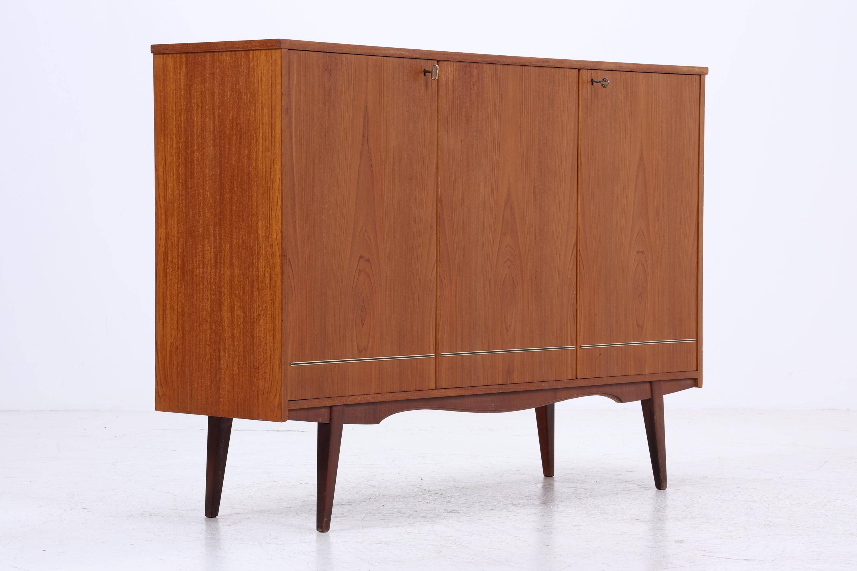 Vintage Teak Highboard 60er Jahre | Mid Century Sideboard Schrank Holz Aufbewahrung