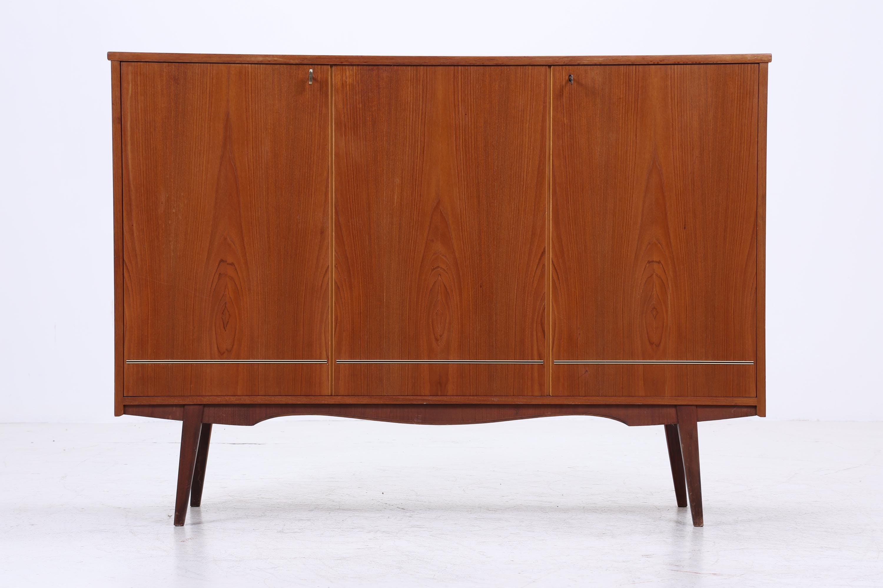 Vintage Teak Highboard 60er Jahre | Mid Century Sideboard Schrank Holz Aufbewahrung