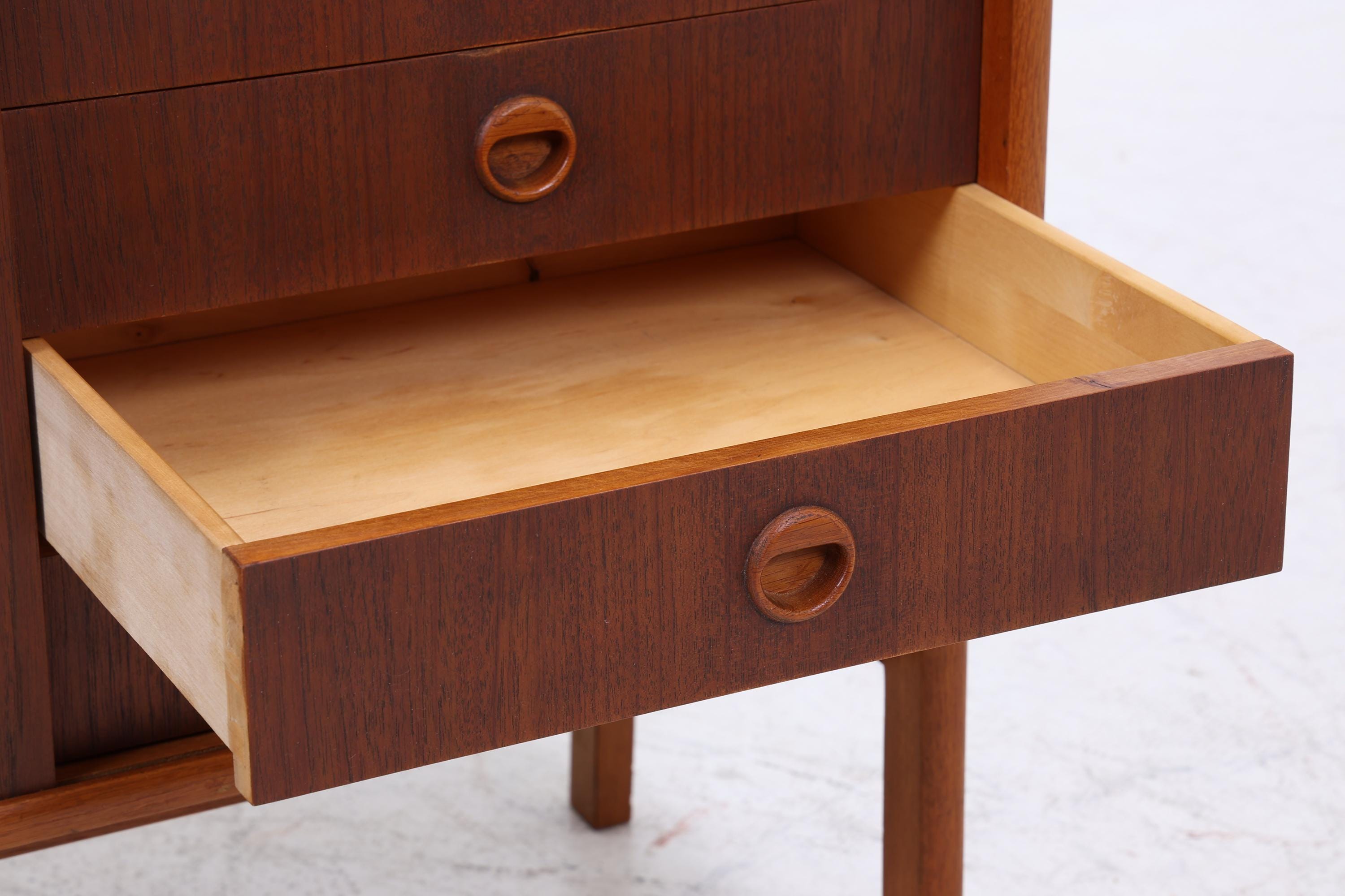 Vintage Teak Regal 60er Jahre | Mid Century Bücherregal mit Schiebetüren & Schubladen Retro Holz Aufbewahrung