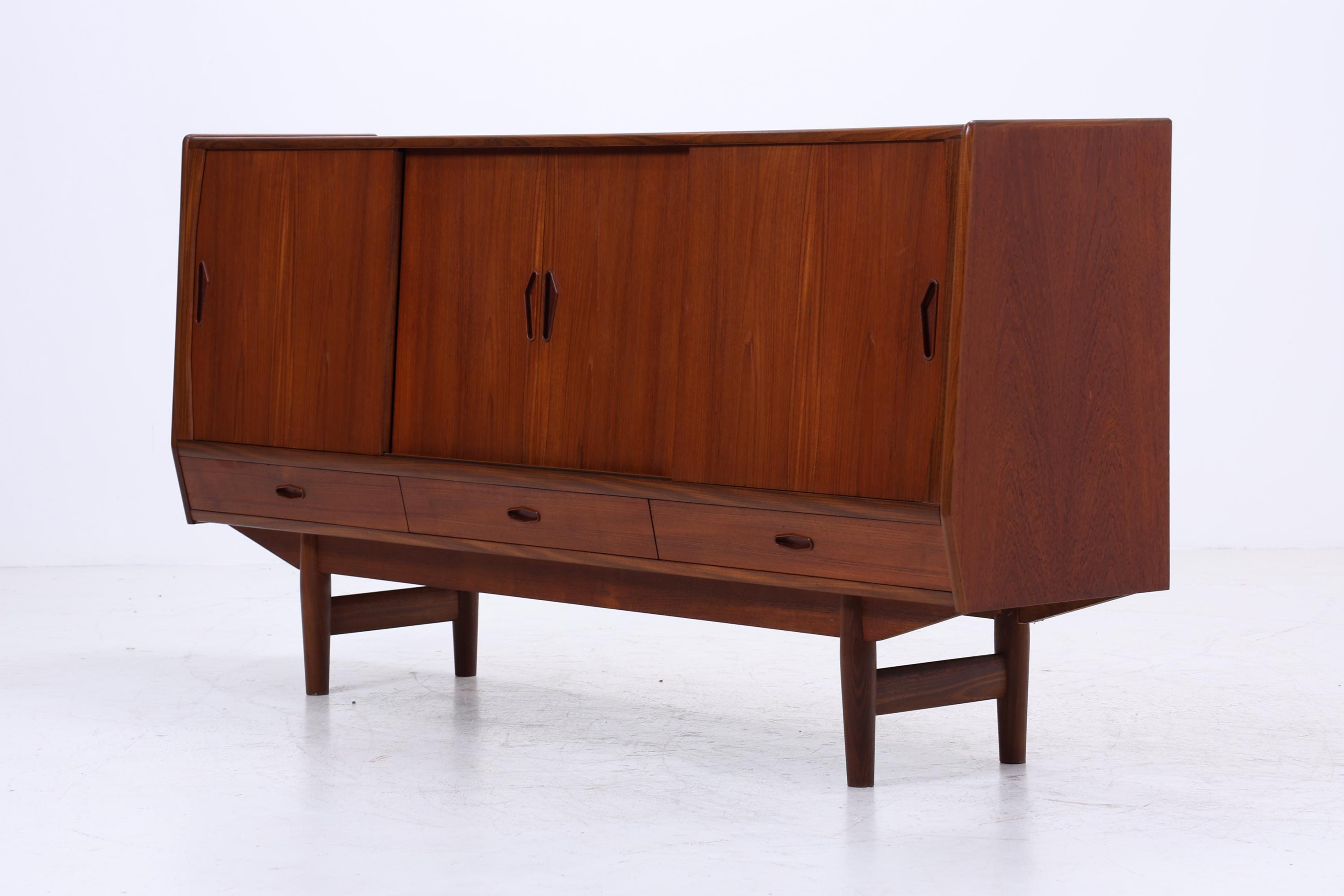 Vintage Teak Sideboard 60er Jahre Danish Design | Mid Century Anrichte mit Schubladen & Fächern Retro Holz Aufbewahrung