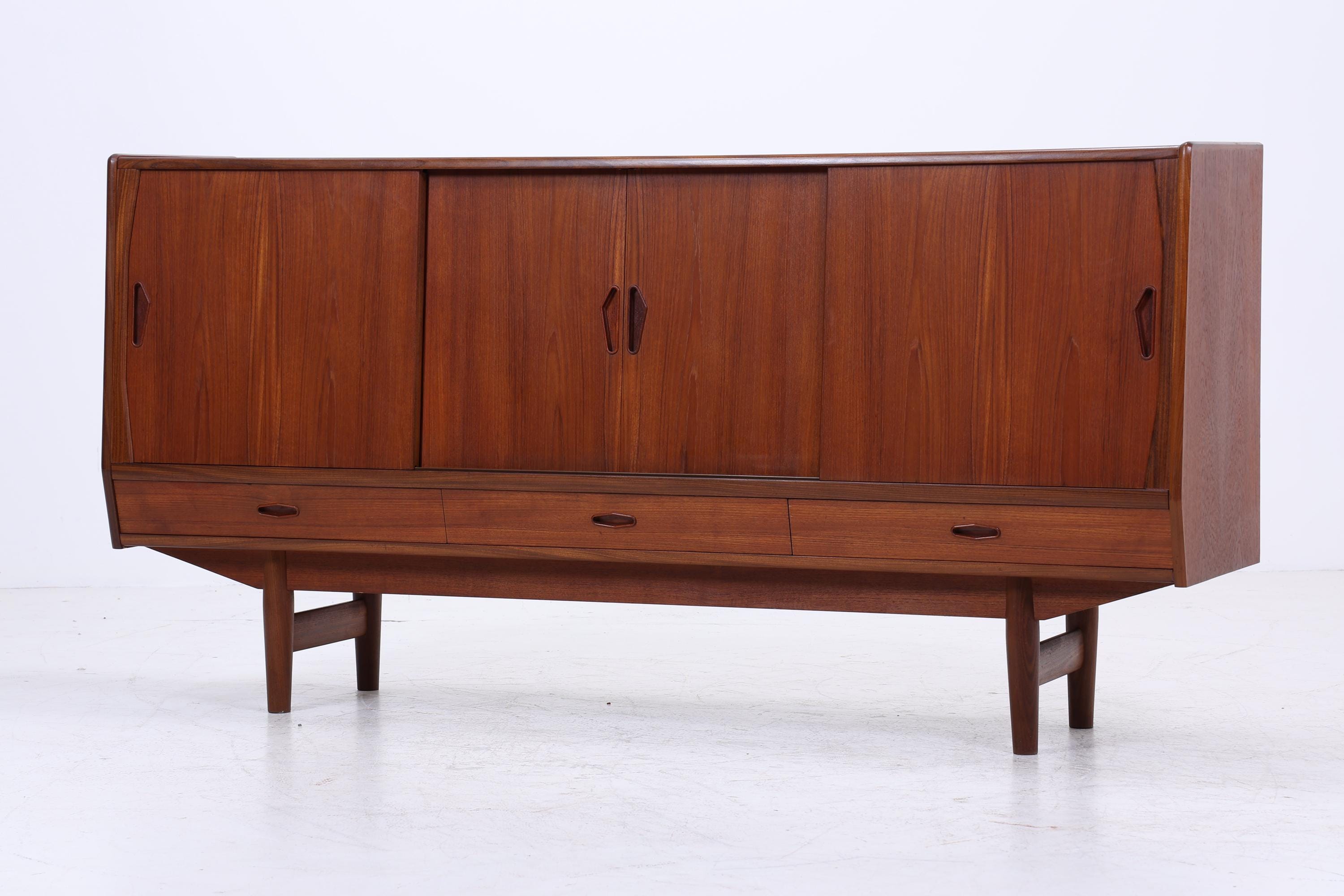 Vintage Teak Sideboard 60er Jahre Danish Design | Mid Century Anrichte mit Schubladen & Fächern Retro Holz Aufbewahrung