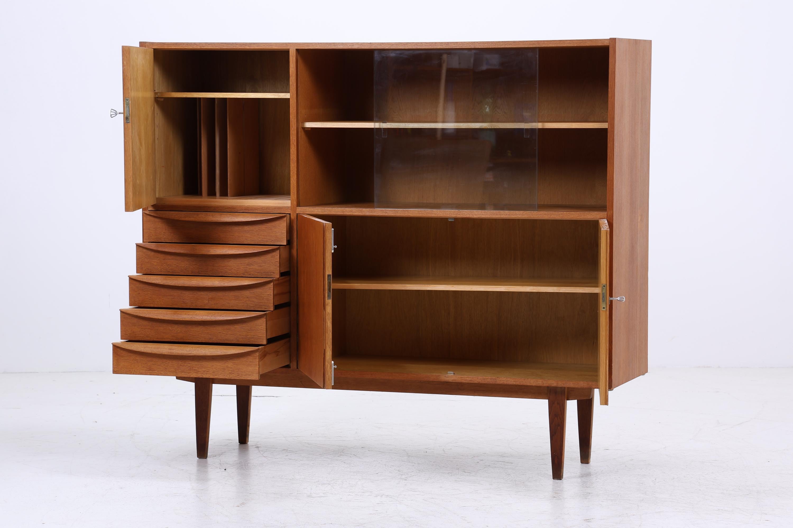 Hellerau Vintage Vitrineaus Eiche | Mid Century Highboard Serie 602 Franz Ehrlich Schrankwand Schrank Aufbewahrung