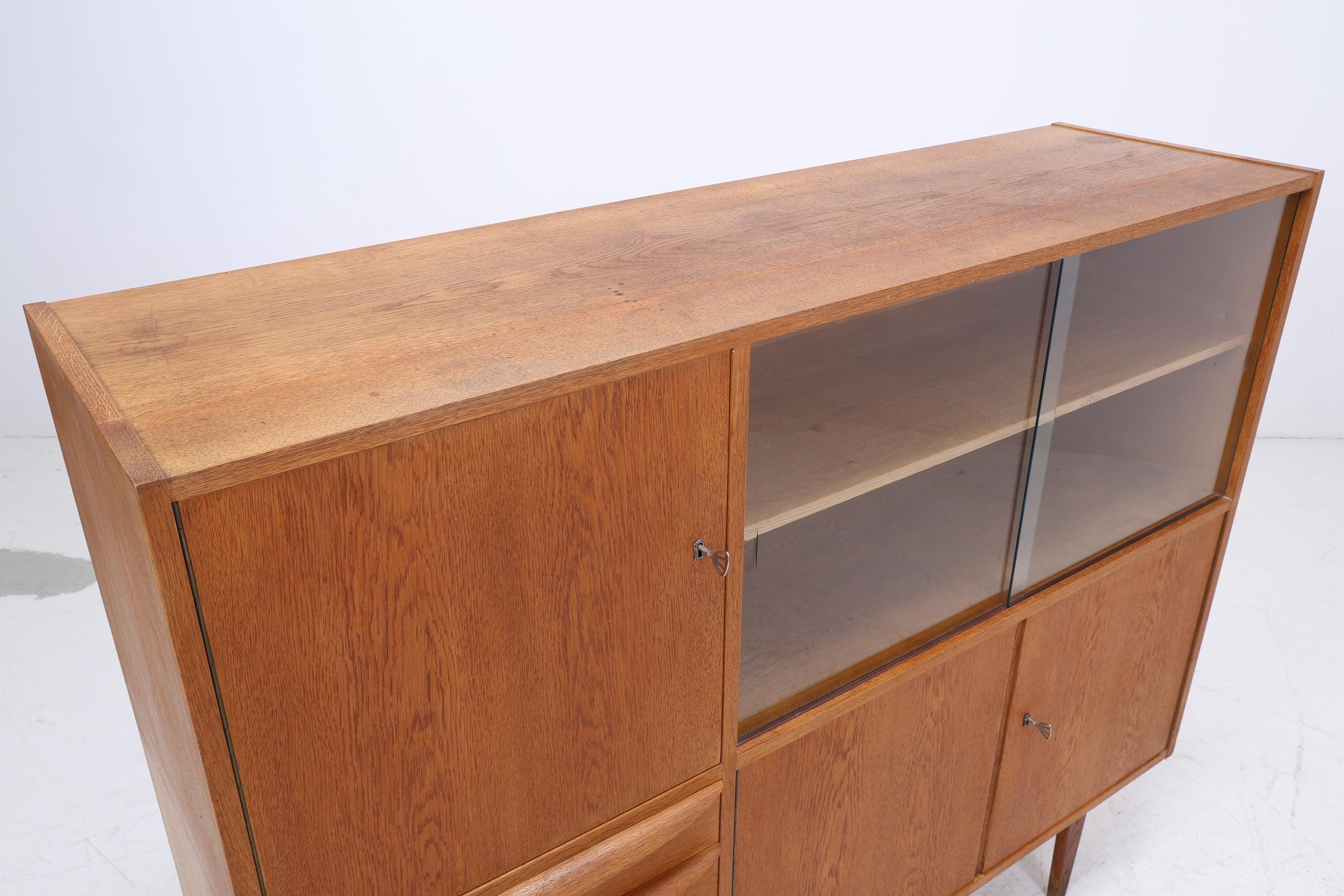 Hellerau Vintage Vitrineaus Eiche | Mid Century Highboard Serie 602 Franz Ehrlich Schrankwand Schrank Aufbewahrung