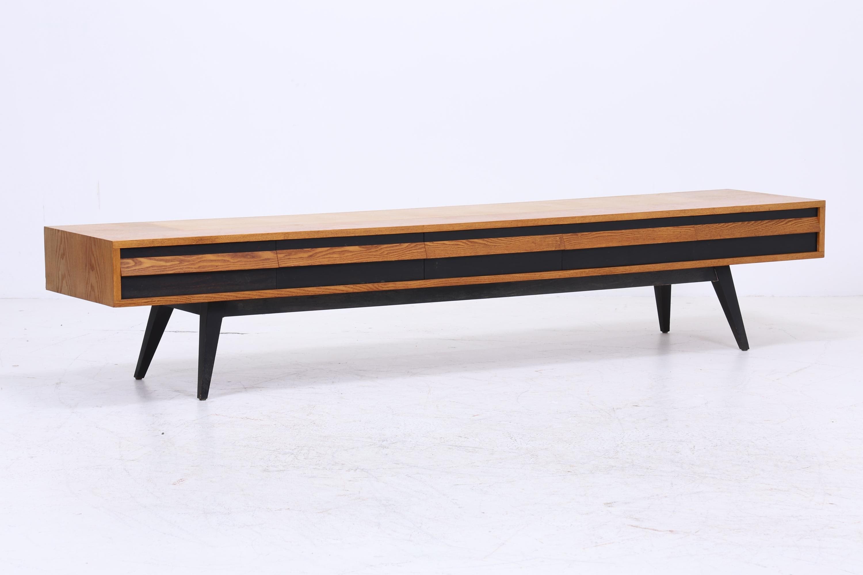 Vintage Lowboard 60er Jahre | Mid Century Sideboard mit Schubladen Retro Holz Aufbewahrung