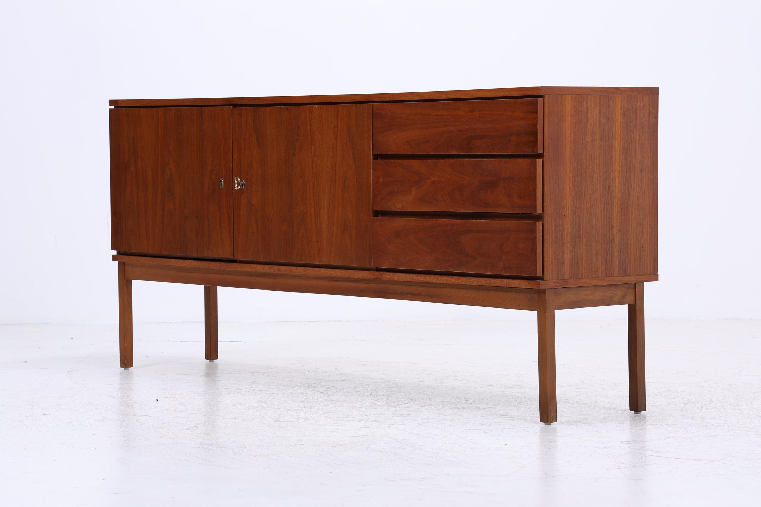 Vintage Sideboard 60er Jahre | Mid Century TV Board mit Schubladen & Fächern Retro Holz Aufbewahrung