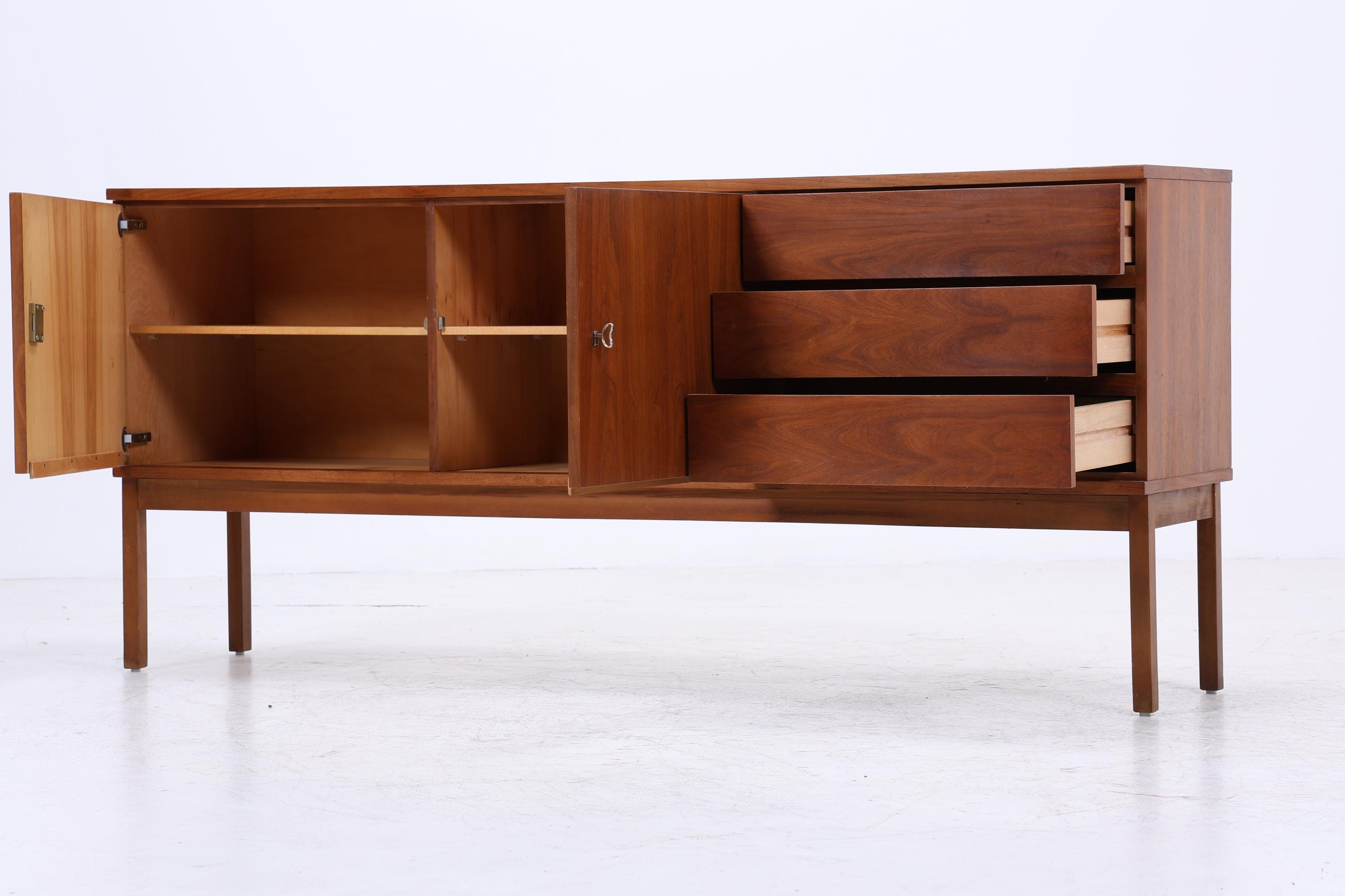 Vintage Sideboard 60er Jahre | Mid Century TV Board mit Schubladen & Fächern Retro Holz Aufbewahrung
