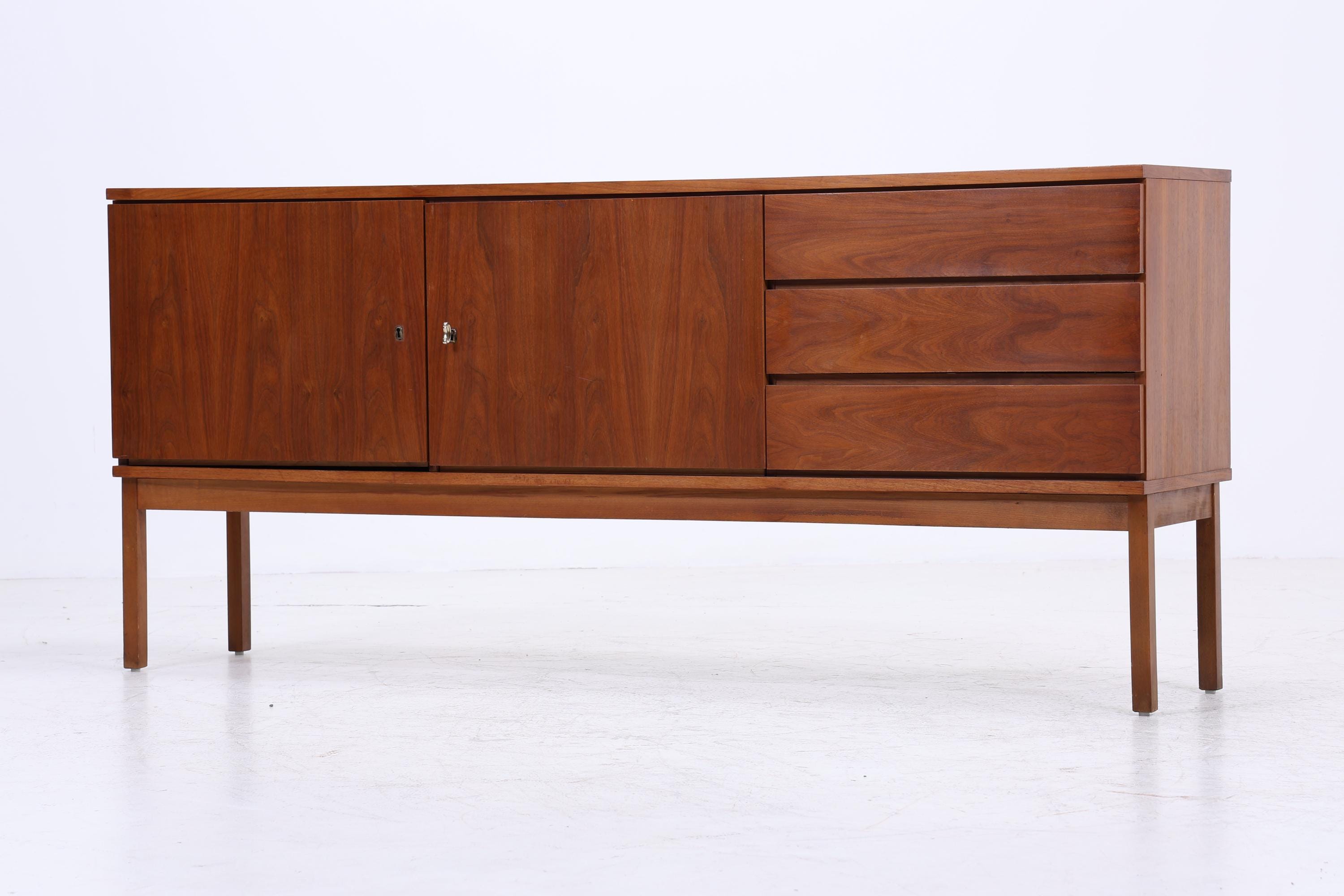 Vintage Sideboard 60er Jahre | Mid Century TV Board mit Schubladen & Fächern Retro Holz Aufbewahrung