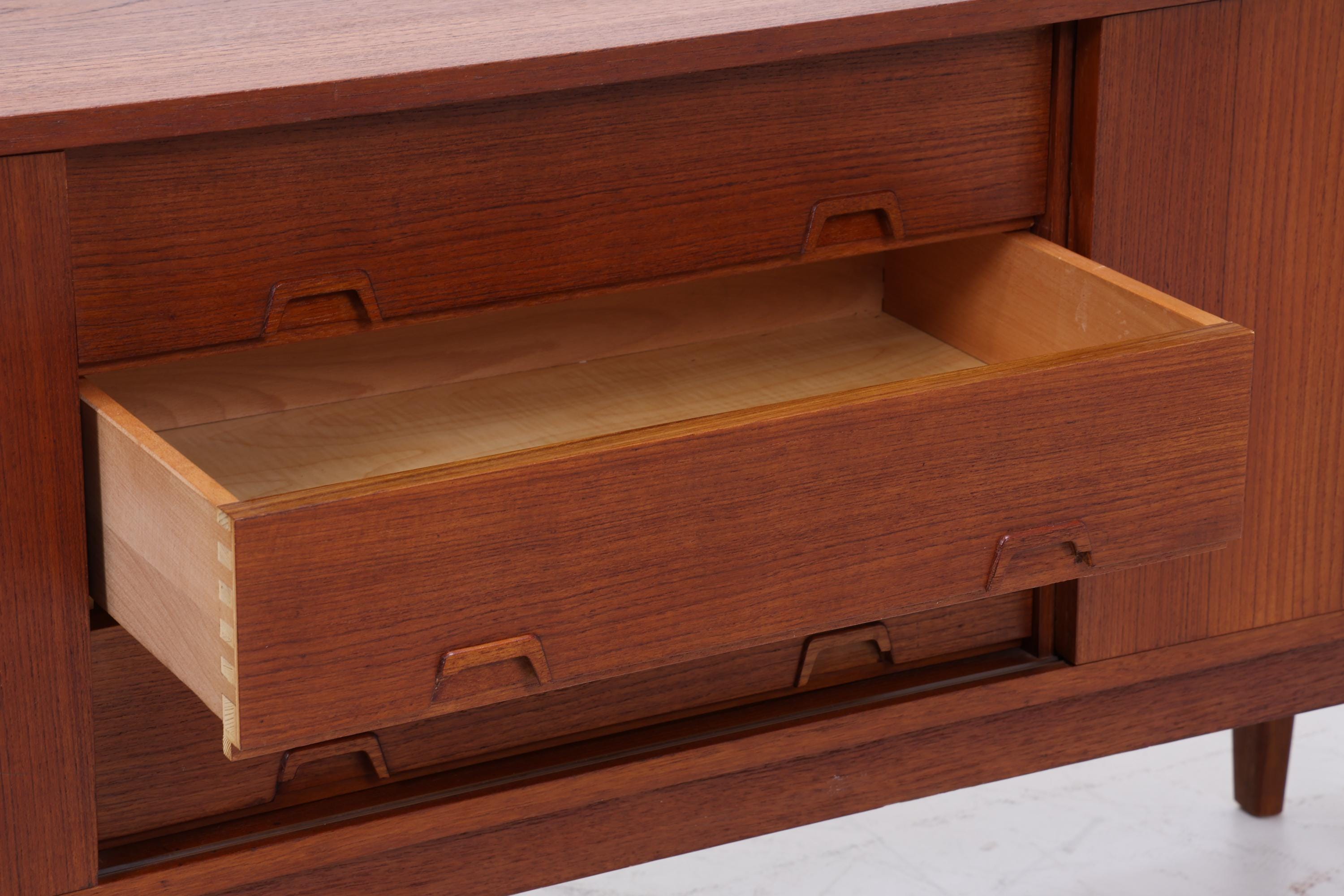 Vintage Teak Sideboard 60er Jahre | Mid Century Anrichte mit Schubladen & Fächern Retro Holz Aufbewahrung