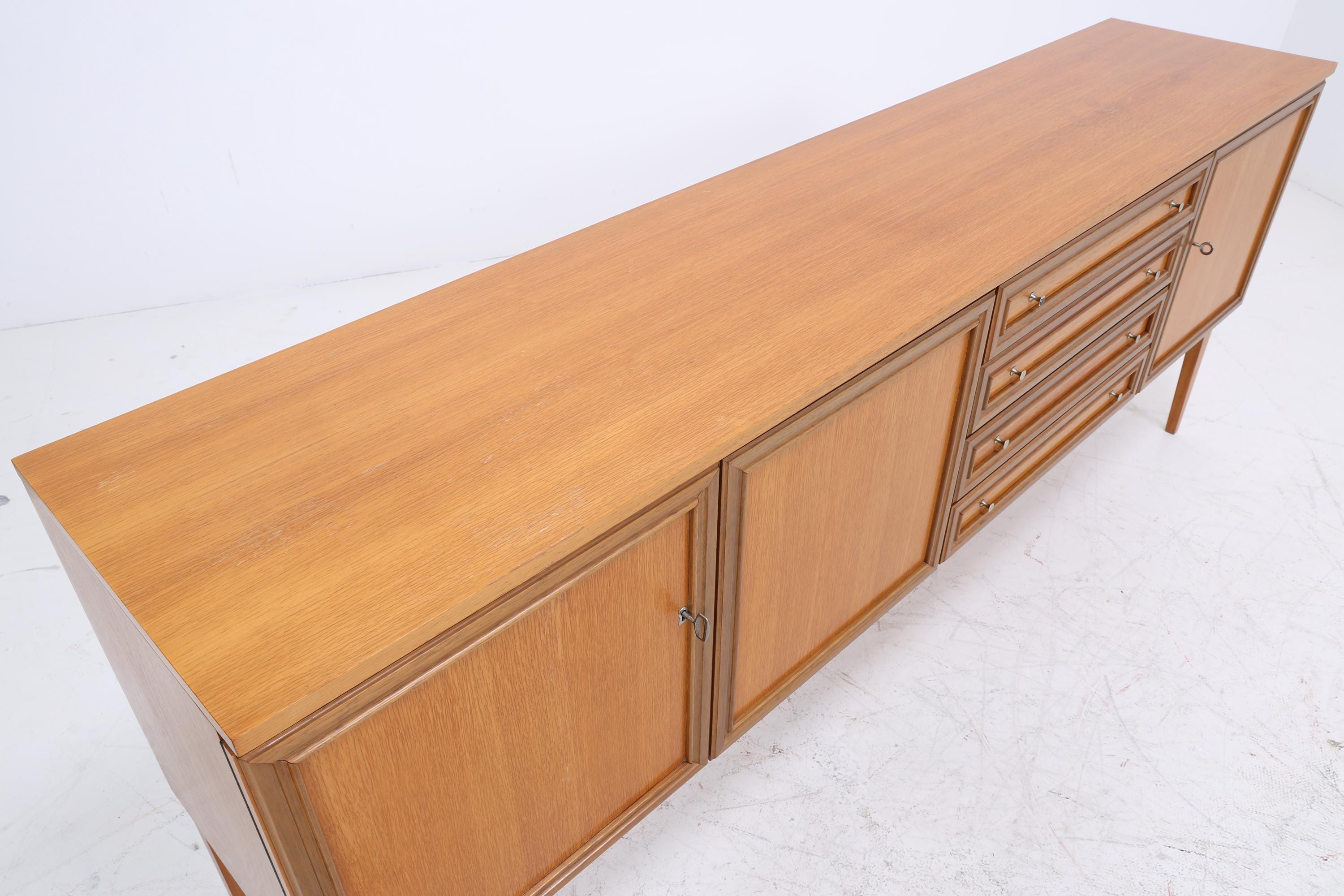 Vintage Nussbaum Sideboard 60er Jahre | Mid Century Anrichte mit Schubladen & Fächern Retro Holz Aufbewahrung