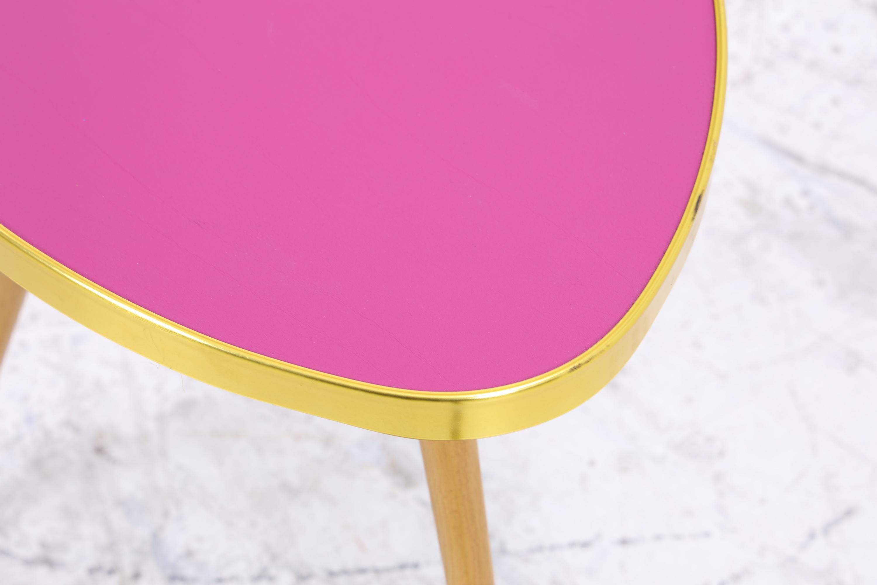 Vintage Blumentisch | Mid Century Nierentisch | Beistelltisch Pink 60er Jahre