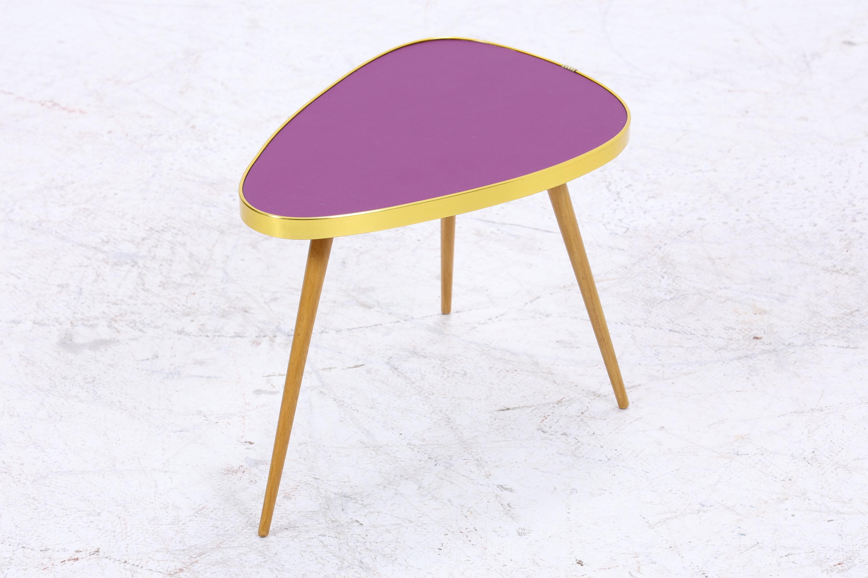 Vintage Blumentisch | Mid Century Nierentisch | Beistelltisch Lila 60er Jahre