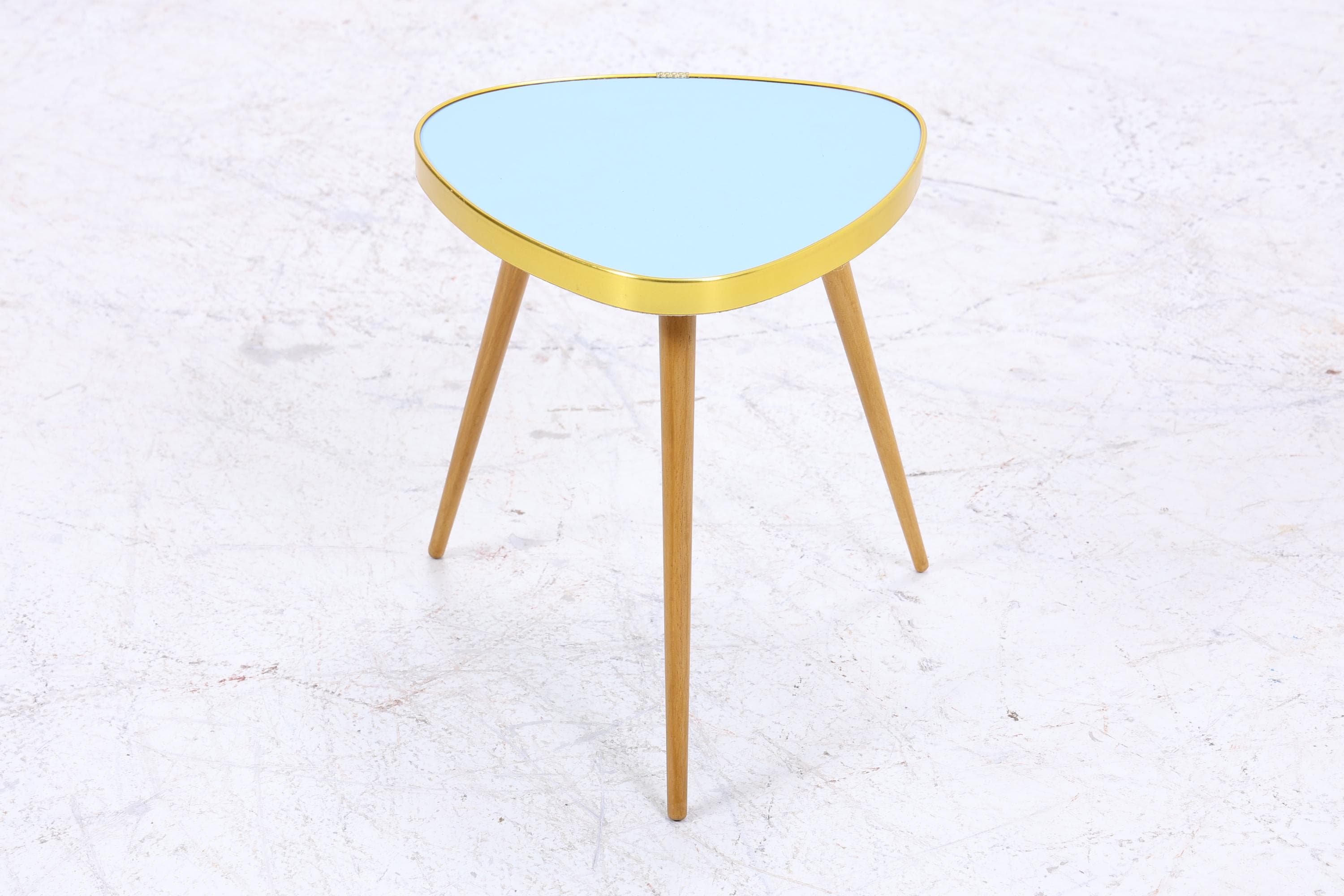 Vintage Blumentisch | Mid Century Nierentisch | Beistelltisch Blau 60er Jahre
