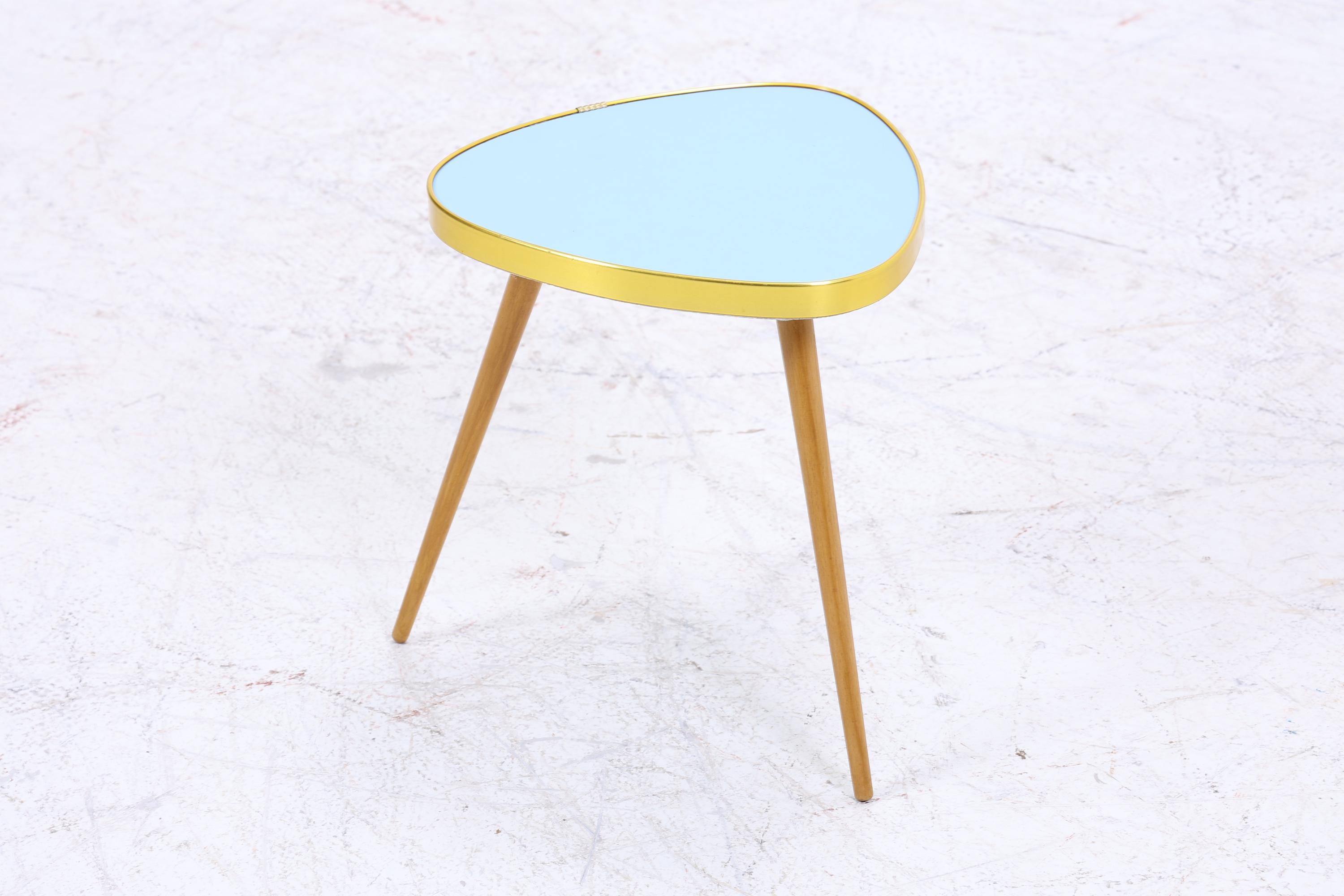 Vintage Blumentisch | Mid Century Nierentisch | Beistelltisch Blau 60er Jahre