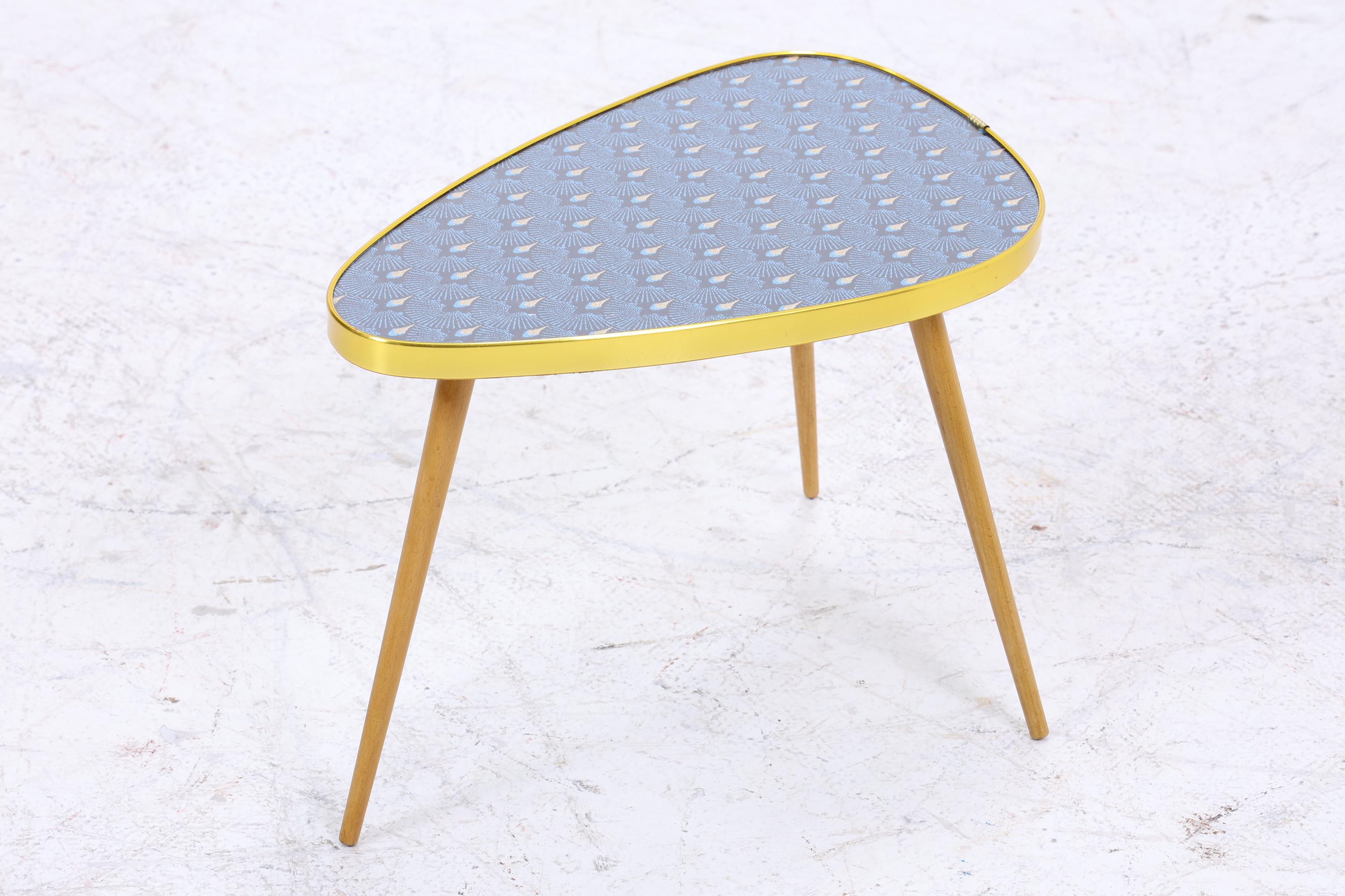 Vintage Blumentisch | Mid Century Nierentisch | Beistelltisch Pfauenmuster 60er Jahre