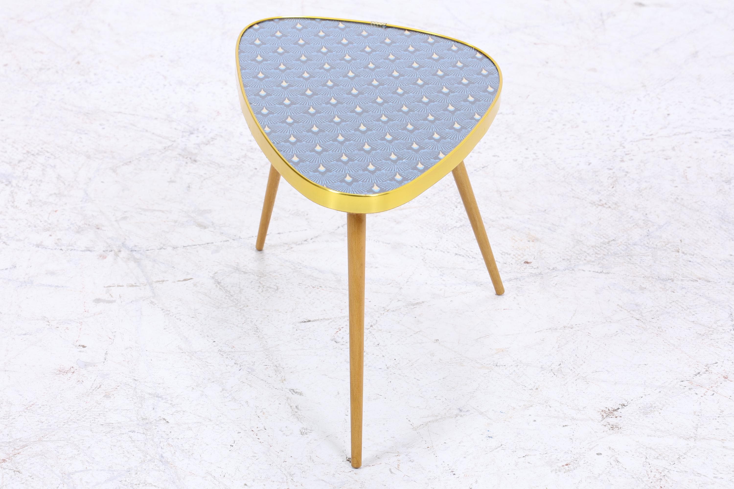 Vintage Blumentisch | Mid Century Nierentisch | Beistelltisch Pfauenmuster 60er Jahre