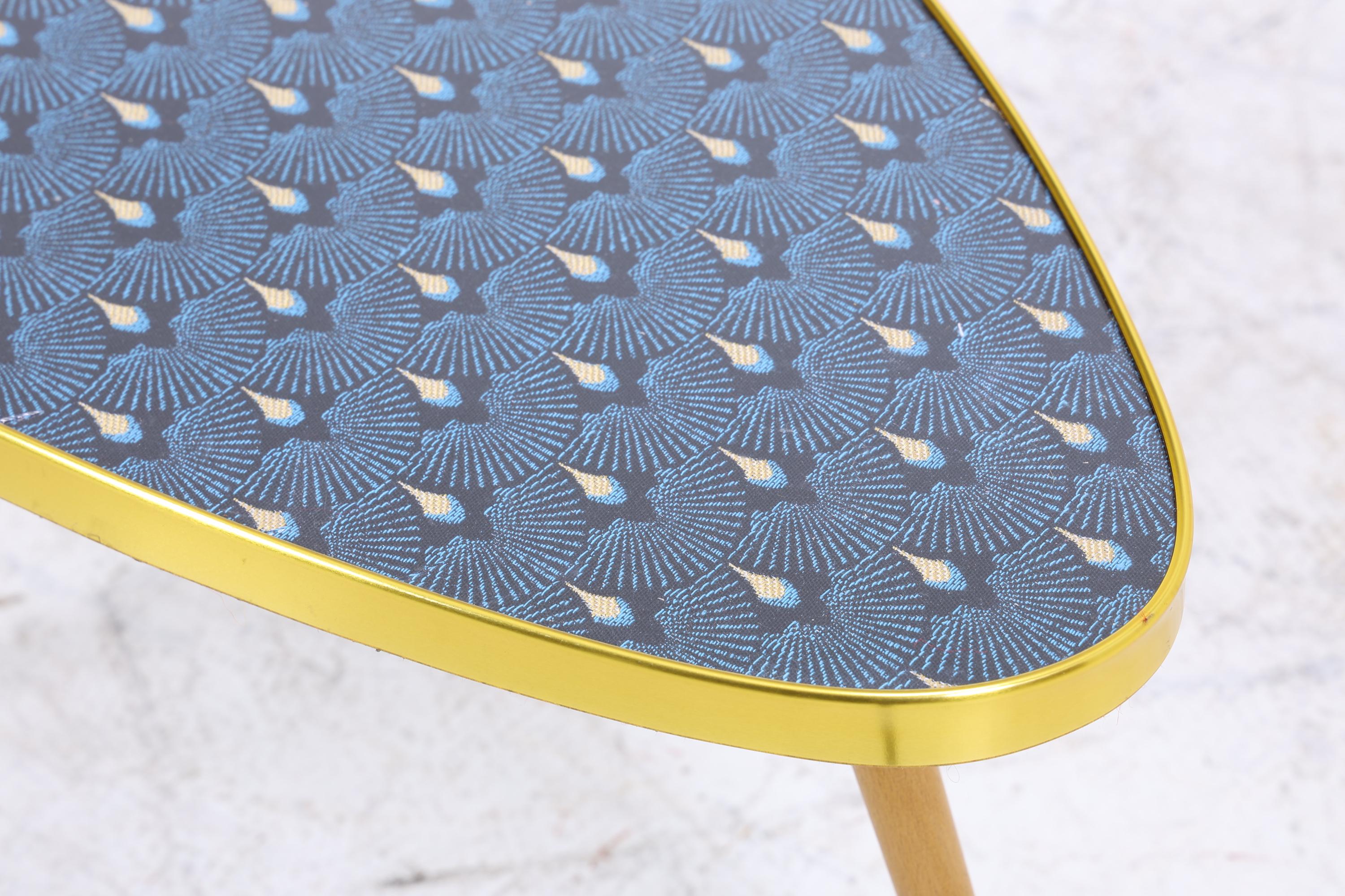 Vintage Blumentisch | Mid Century Nierentisch | Beistelltisch Pfauenmuster 60er Jahre