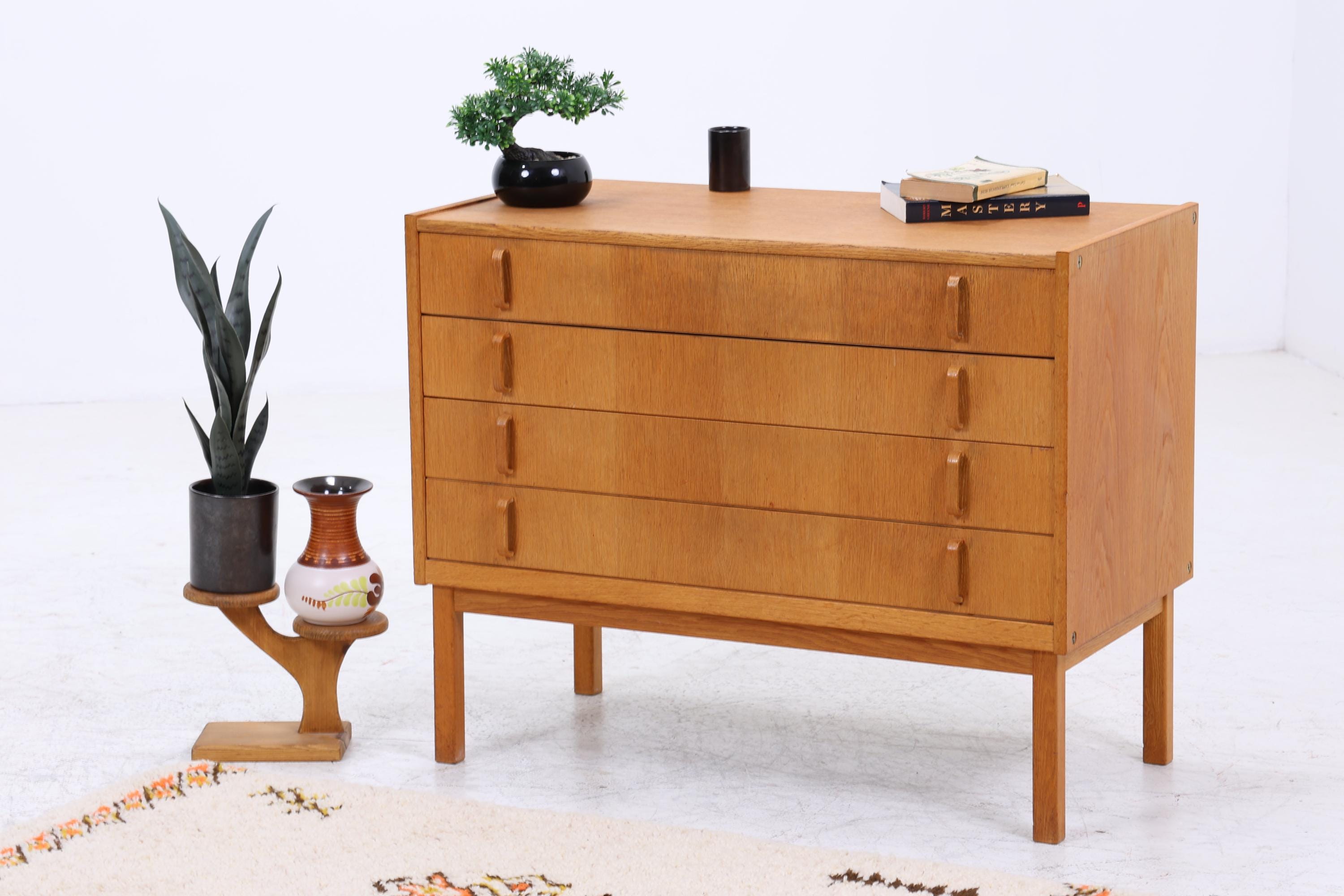 Vintage Eiche Kommode von Bertil Fridhagen 60er | Mid Century Schubladen Schrank | Kleine Anrichte Retro Holz Aufbewahrung