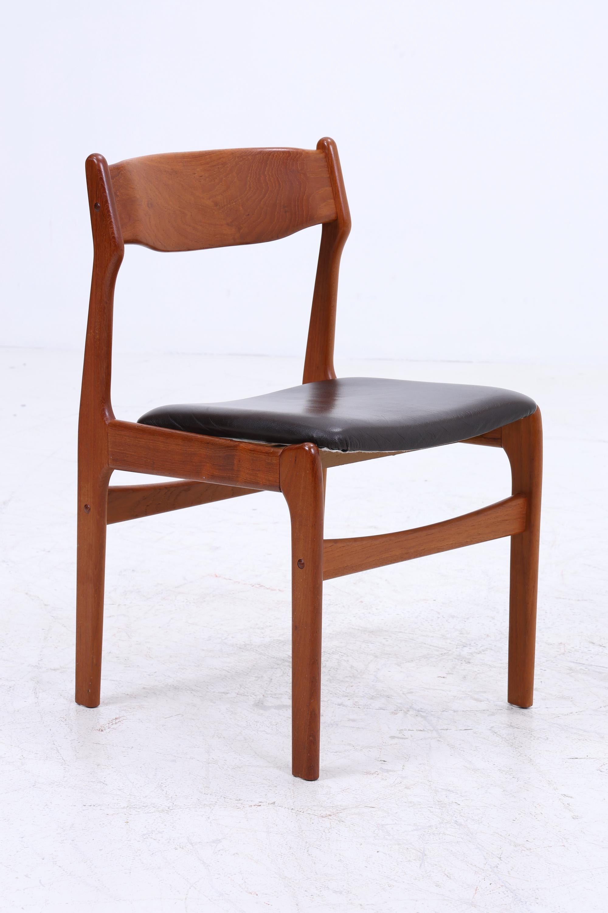 4er Set Teak Stühle von Erik Buch für Od Møbler | Mid Century Danish Design Leder Stuhl | Vintage Designer