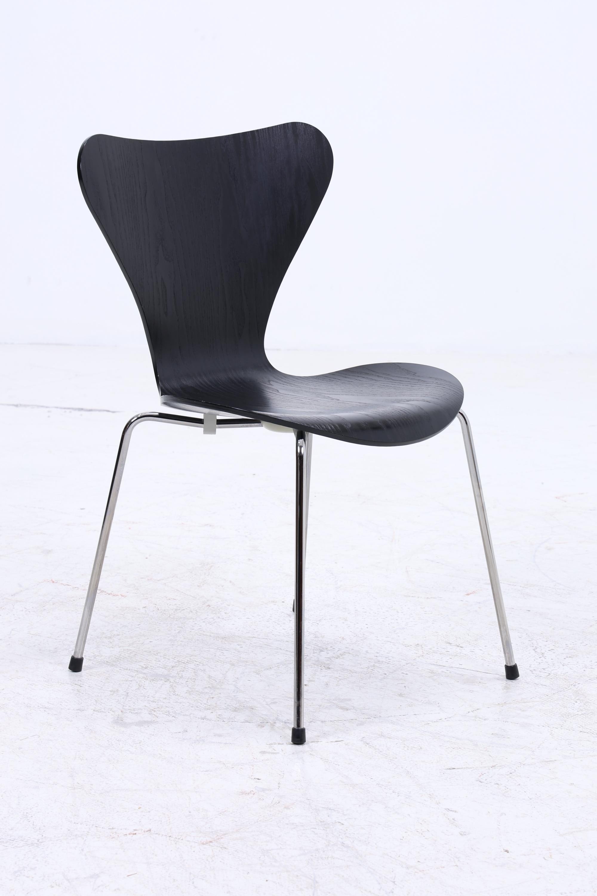 4er Set Vintage Stühle von Fritz Hansen der Serie 7 aus 1995 | Mid Century Stil Küchen Stuhl Esszimmerstühle Retro Schwarz