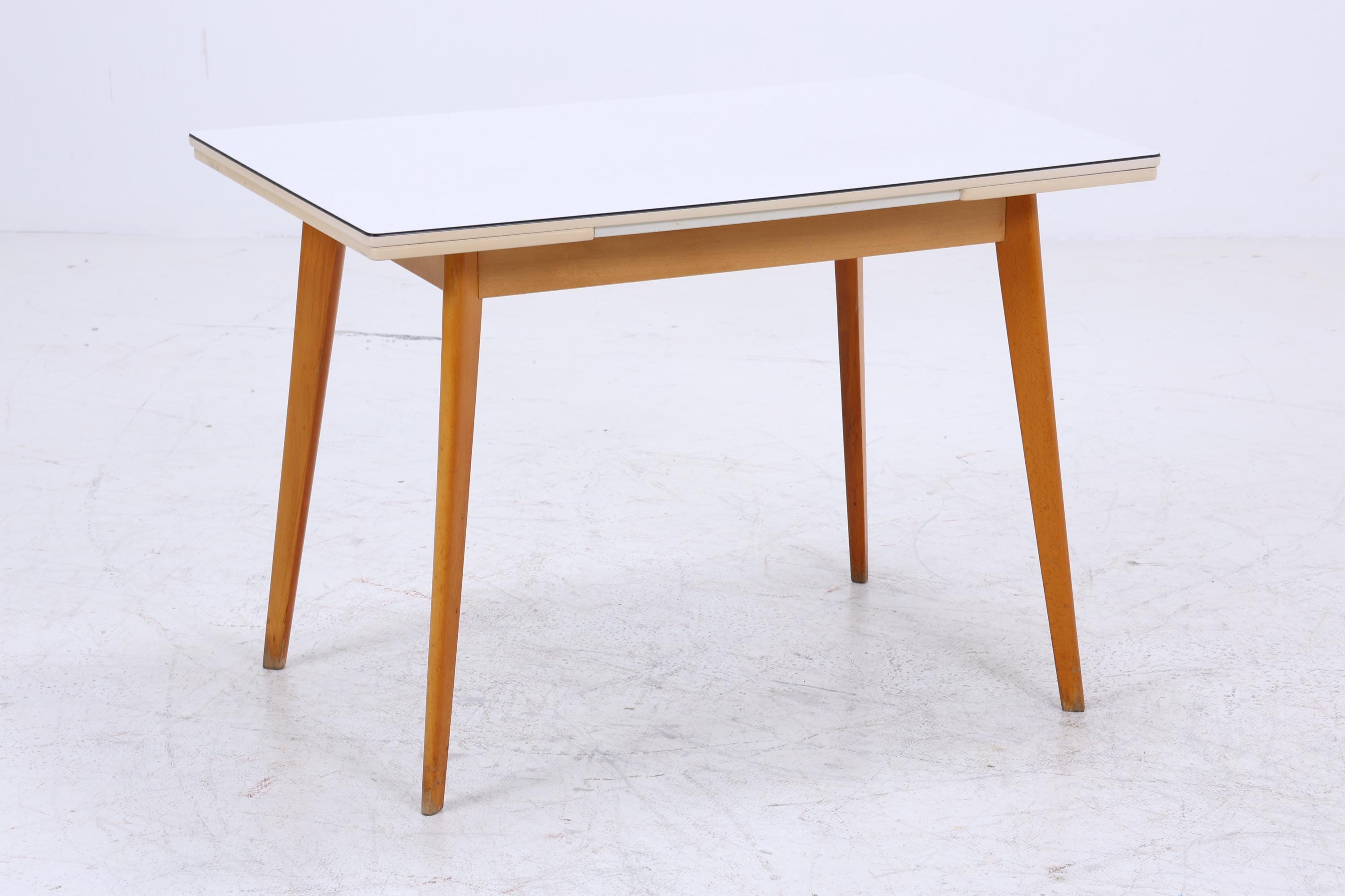 Klassischer Vintage Küchentisch 60er Jahre | Mid Century Esstisch Tisch Retro 70er Holz Resopal Ausziehbar