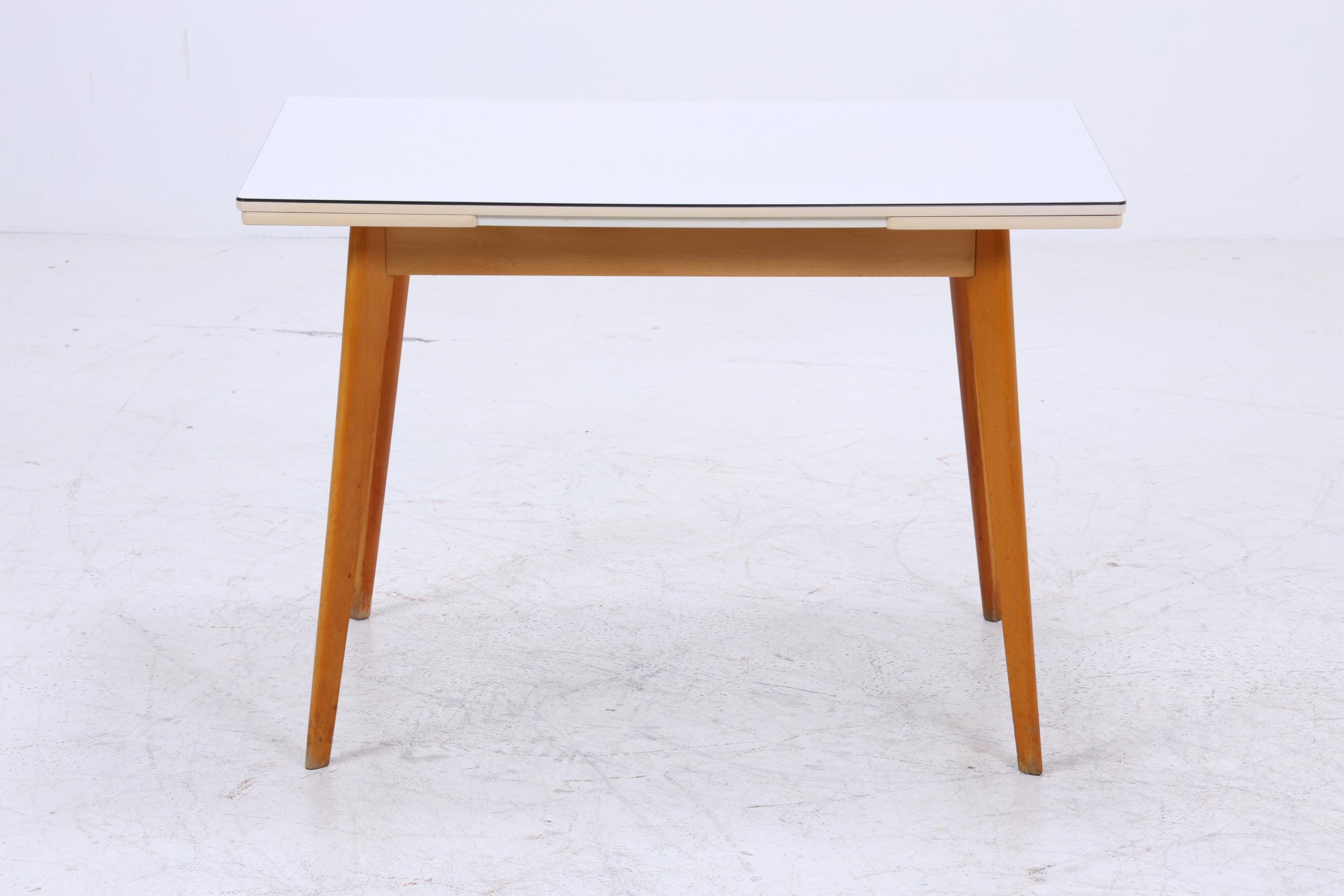 Klassischer Vintage Küchentisch 60er Jahre | Mid Century Esstisch Tisch Retro 70er Holz Resopal Ausziehbar