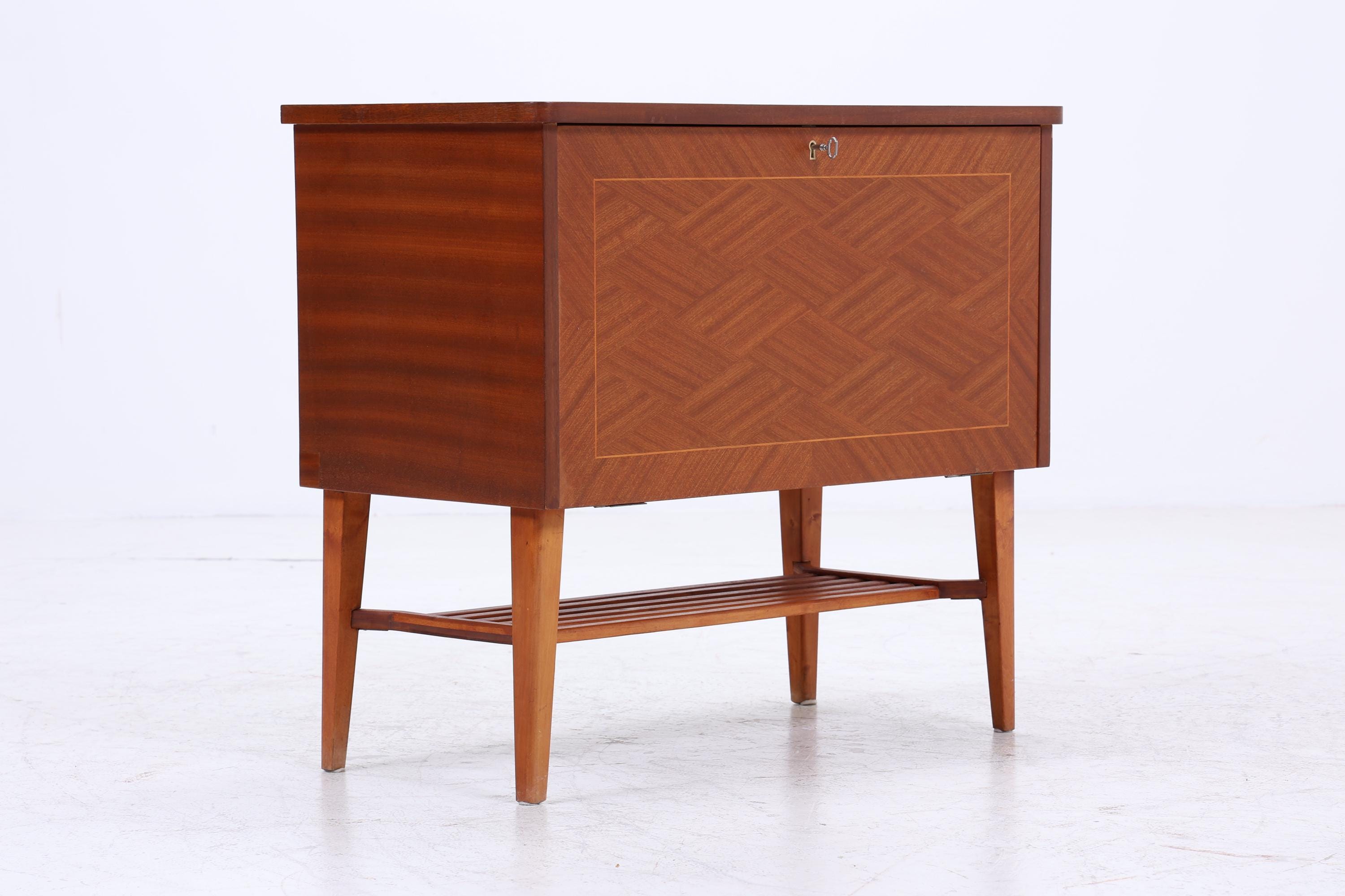 Wunderschöne Vintage Kommode 60er | Mid Century Schrank Klapptür & Schubladen | Retro Holz Aufbewahrung