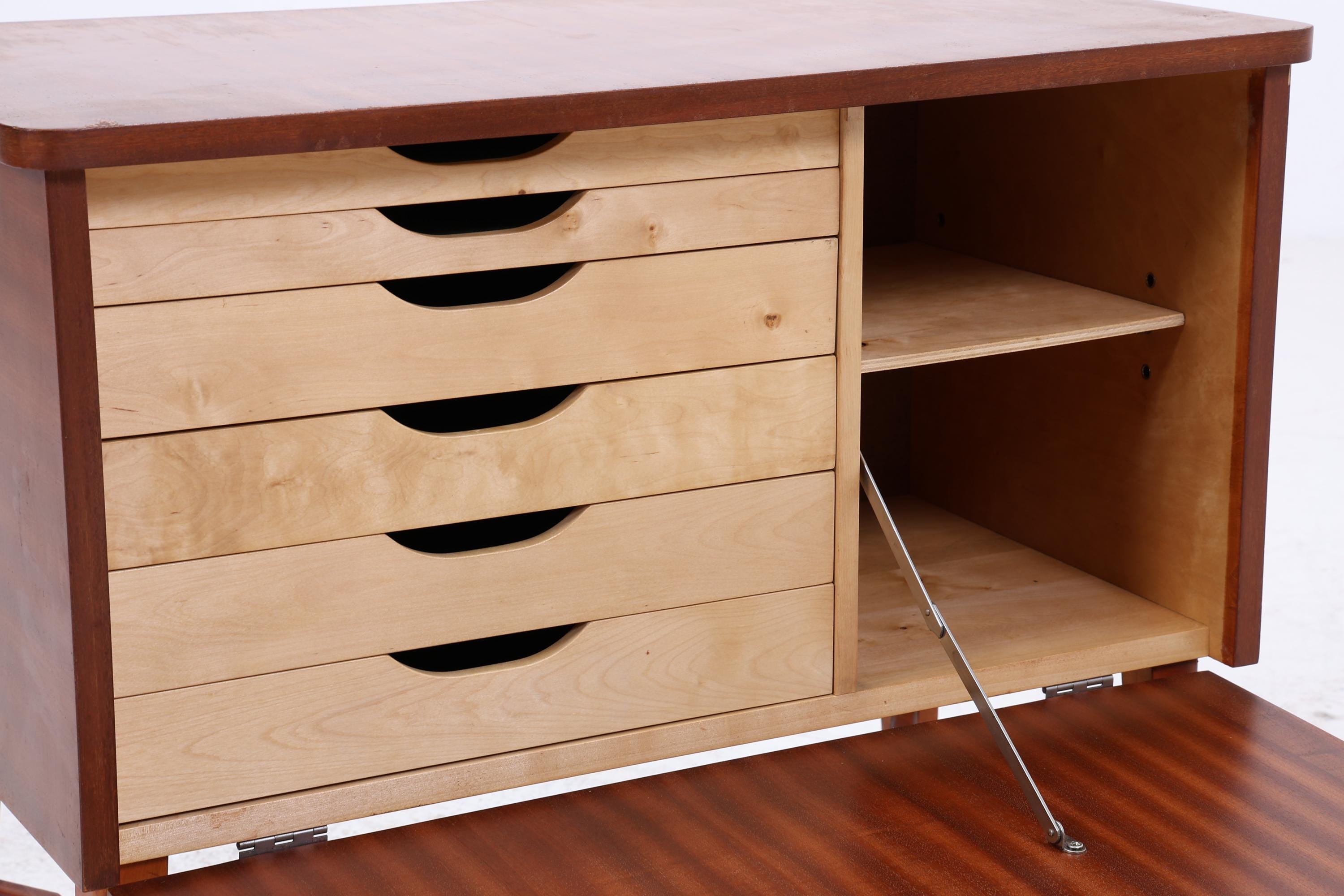 Wunderschöne Vintage Kommode 60er | Mid Century Schrank Klapptür & Schubladen | Retro Holz Aufbewahrung