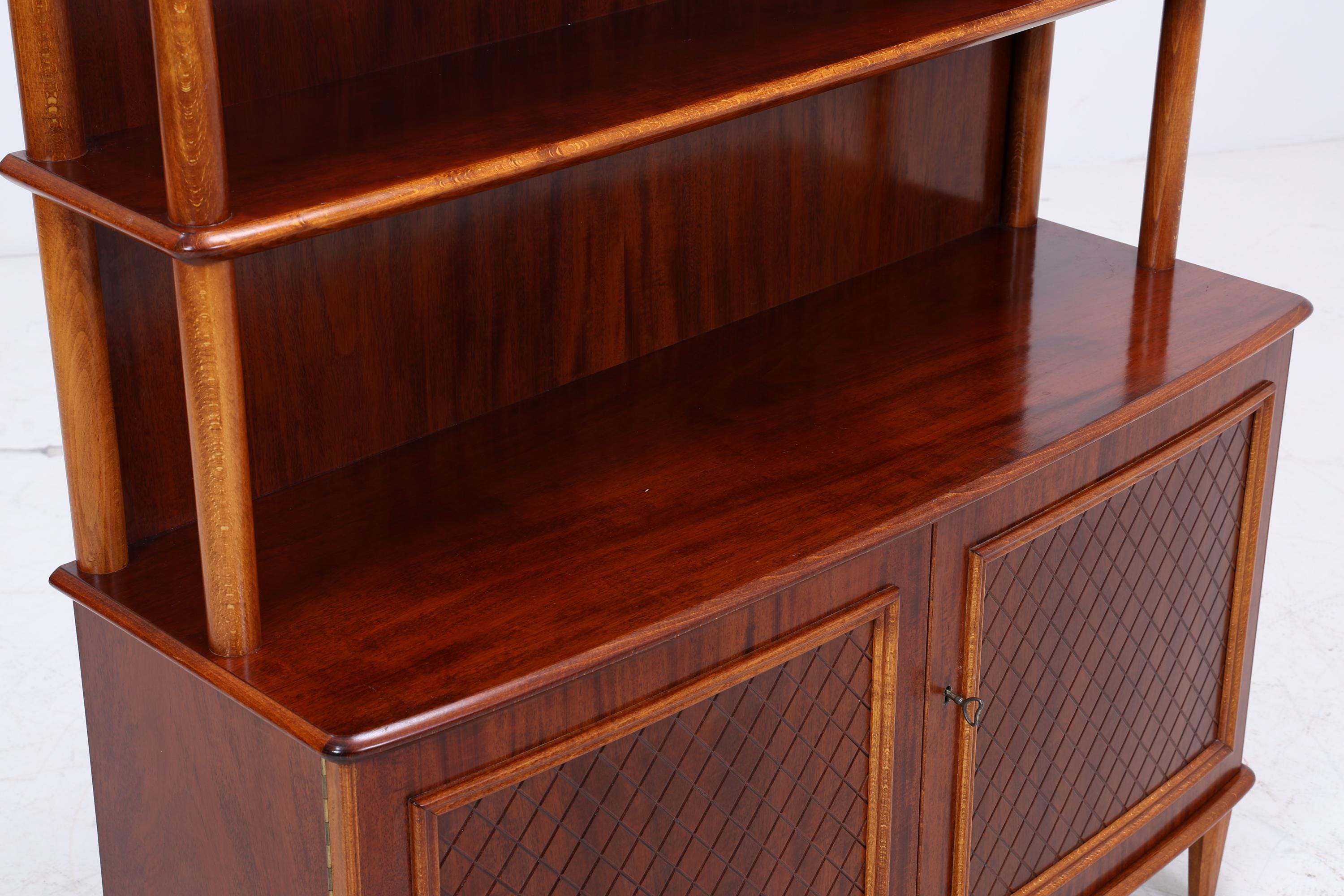 Vintage Mahagoni Schrank von Nya Eftr. für Ehrlin Möbel Ab | Mid Century Regalschrank Holz Retro Aufbewahrung